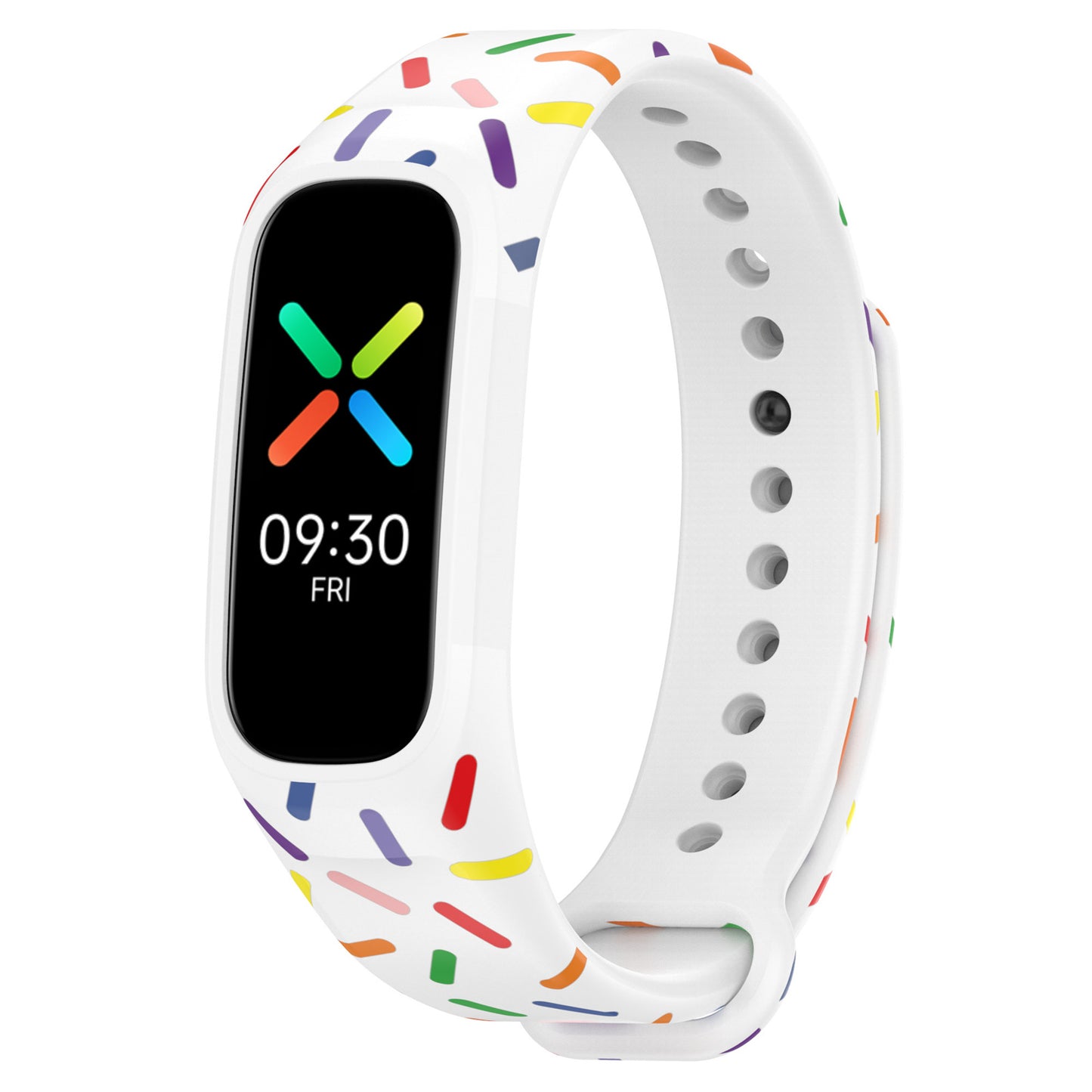 Uniqkart for Oppo Band Integrated Silicone Strap Watch Case Colorful Spotted Wrist Band - White