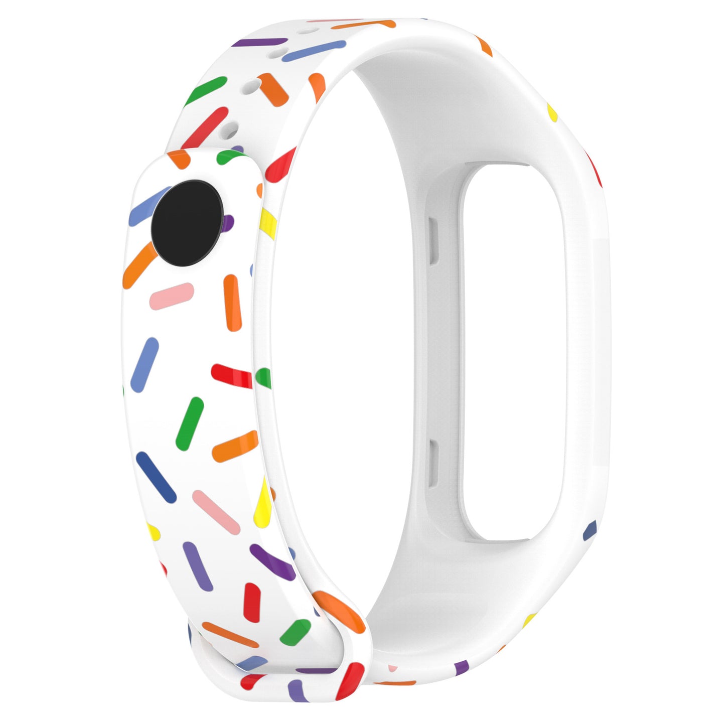 Uniqkart for Oppo Band Integrated Silicone Strap Watch Case Colorful Spotted Wrist Band - White