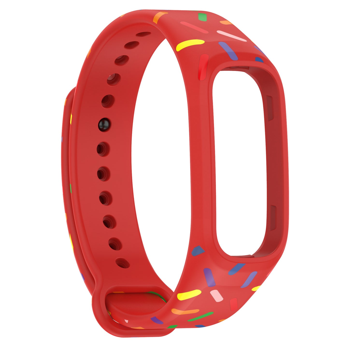 Uniqkart for Oppo Band Integrated Silicone Strap Watch Case Colorful Spotted Wrist Band - Red