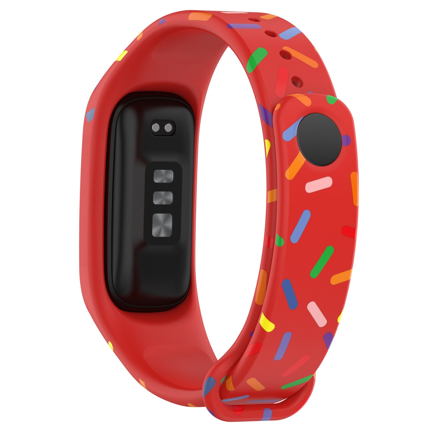 Uniqkart for Oppo Band Integrated Silicone Strap Watch Case Colorful Spotted Wrist Band - Red