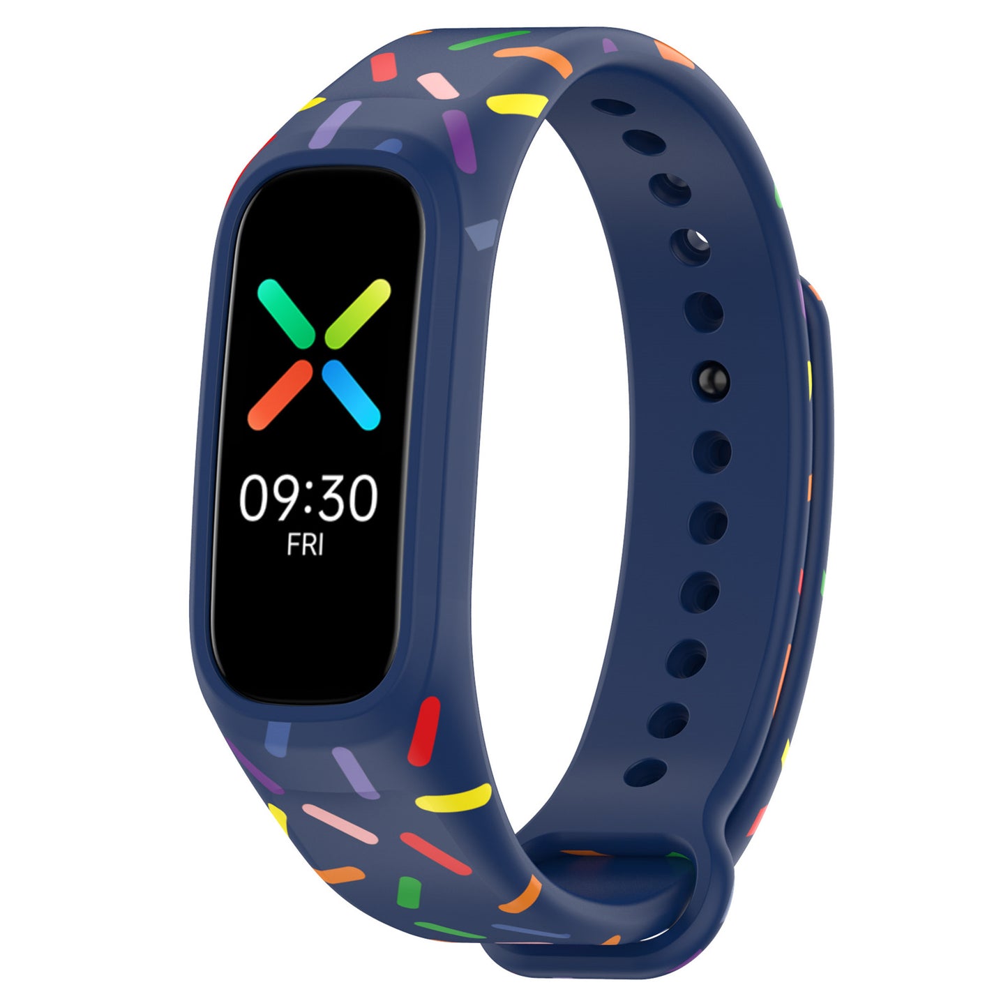 Uniqkart for Oppo Band Integrated Silicone Strap Watch Case Colorful Spotted Wrist Band - Midnight Blue
