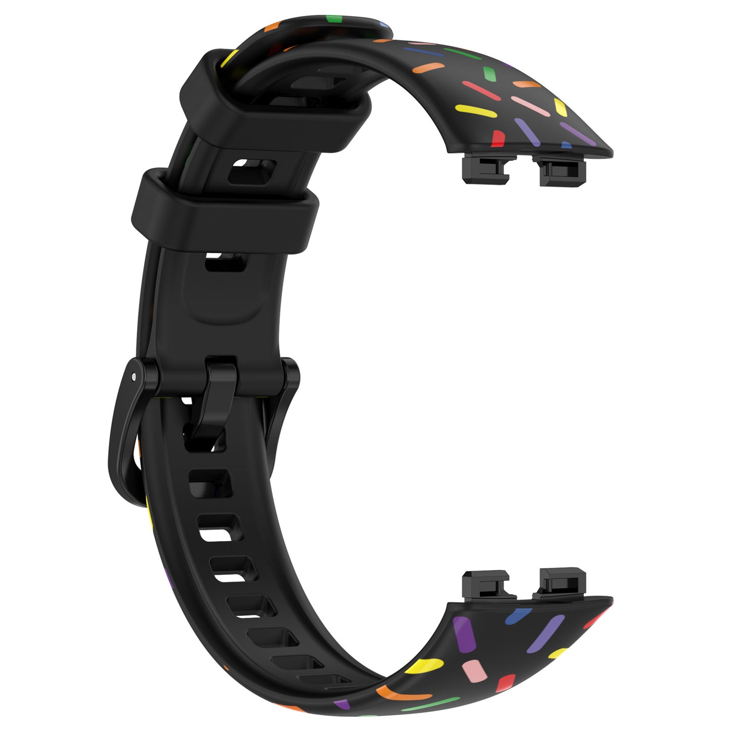 Uniqkart for Huawei Band 8 Colorful Spotted Silicone Strap Replacement Watch Band - Black