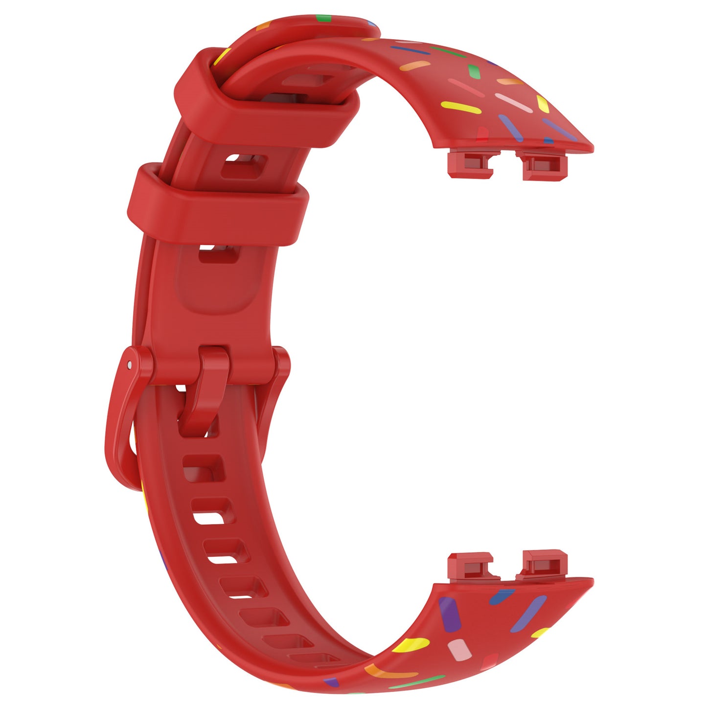 Uniqkart for Huawei Band 8 Colorful Spotted Silicone Strap Replacement Watch Band - Red