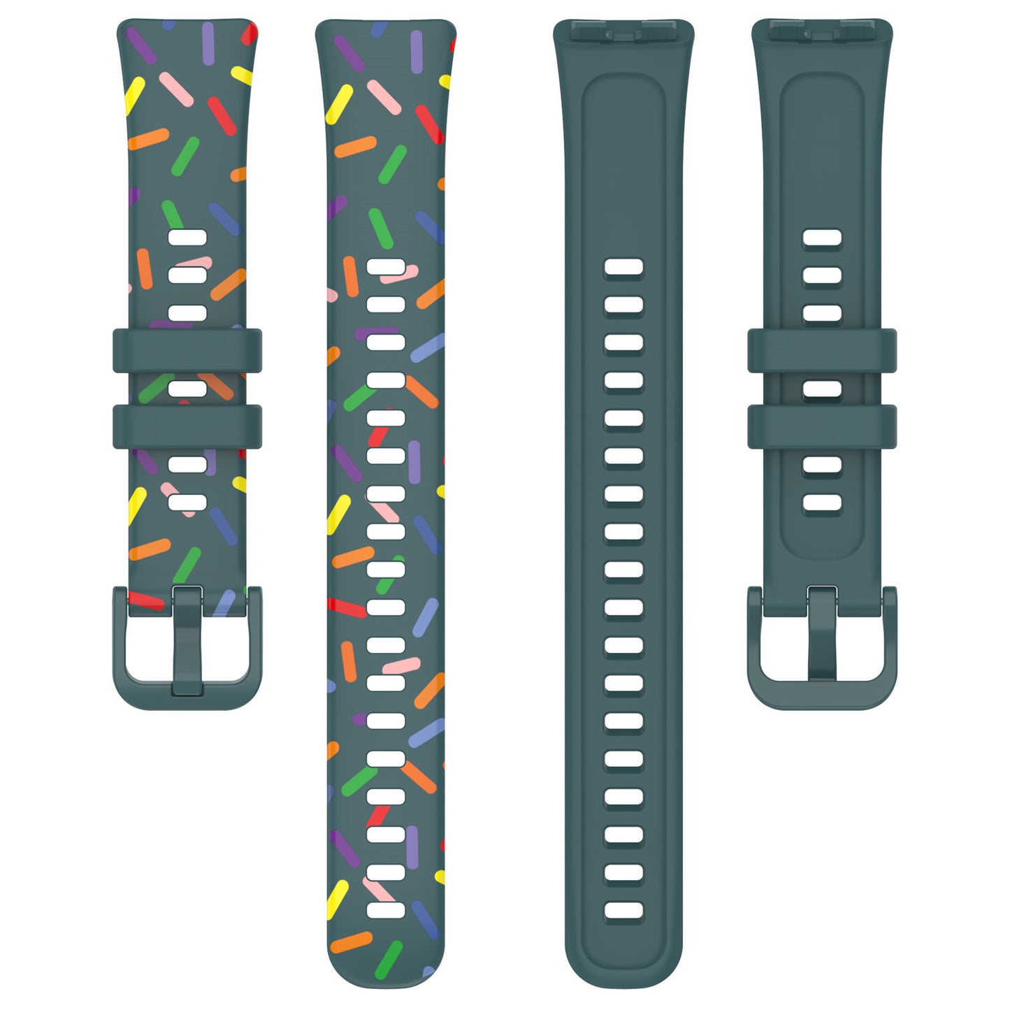 Uniqkart for Huawei Band 8 Colorful Spotted Silicone Strap Replacement Watch Band - Green