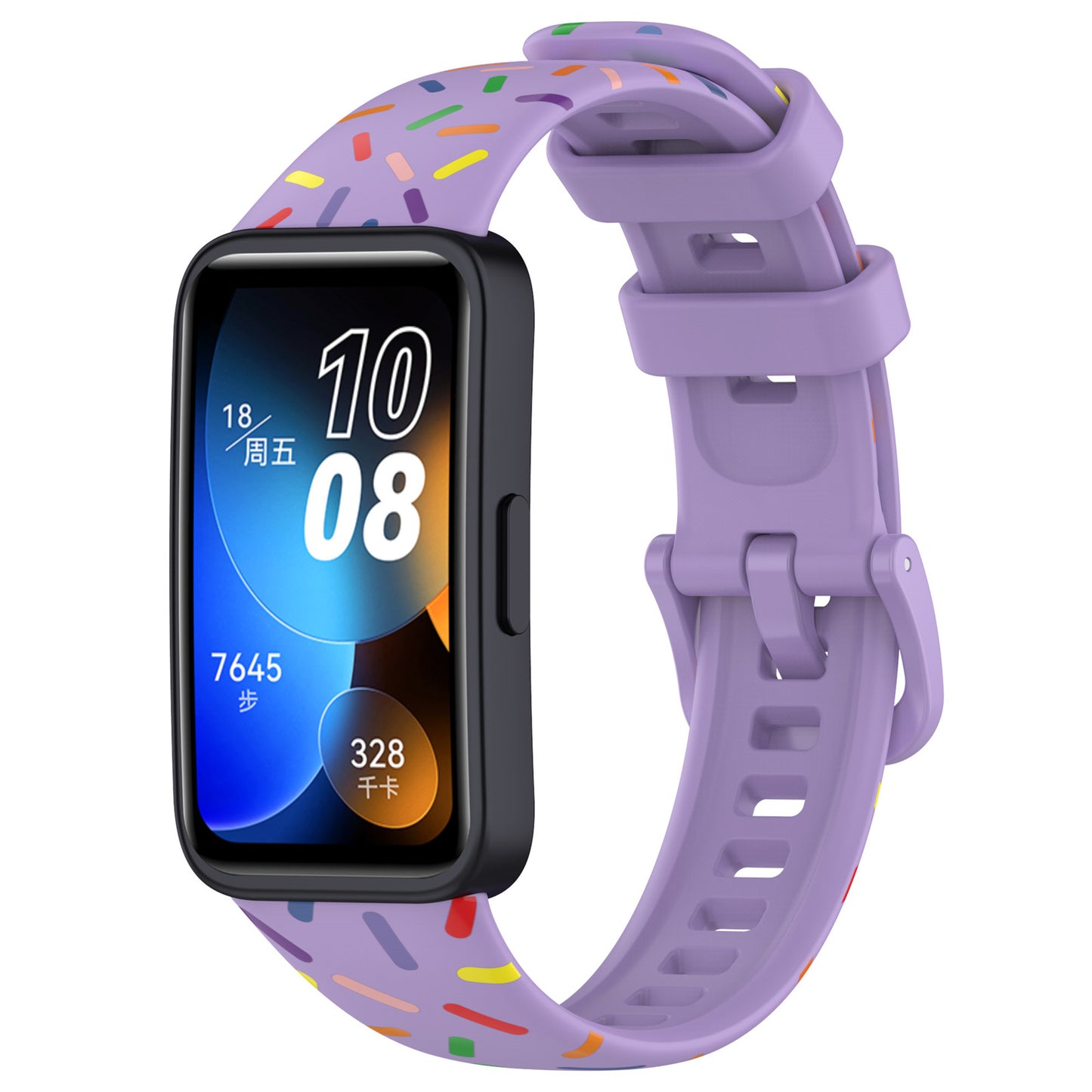 Uniqkart for Huawei Band 8 Colorful Spotted Silicone Strap Replacement Watch Band - Purple