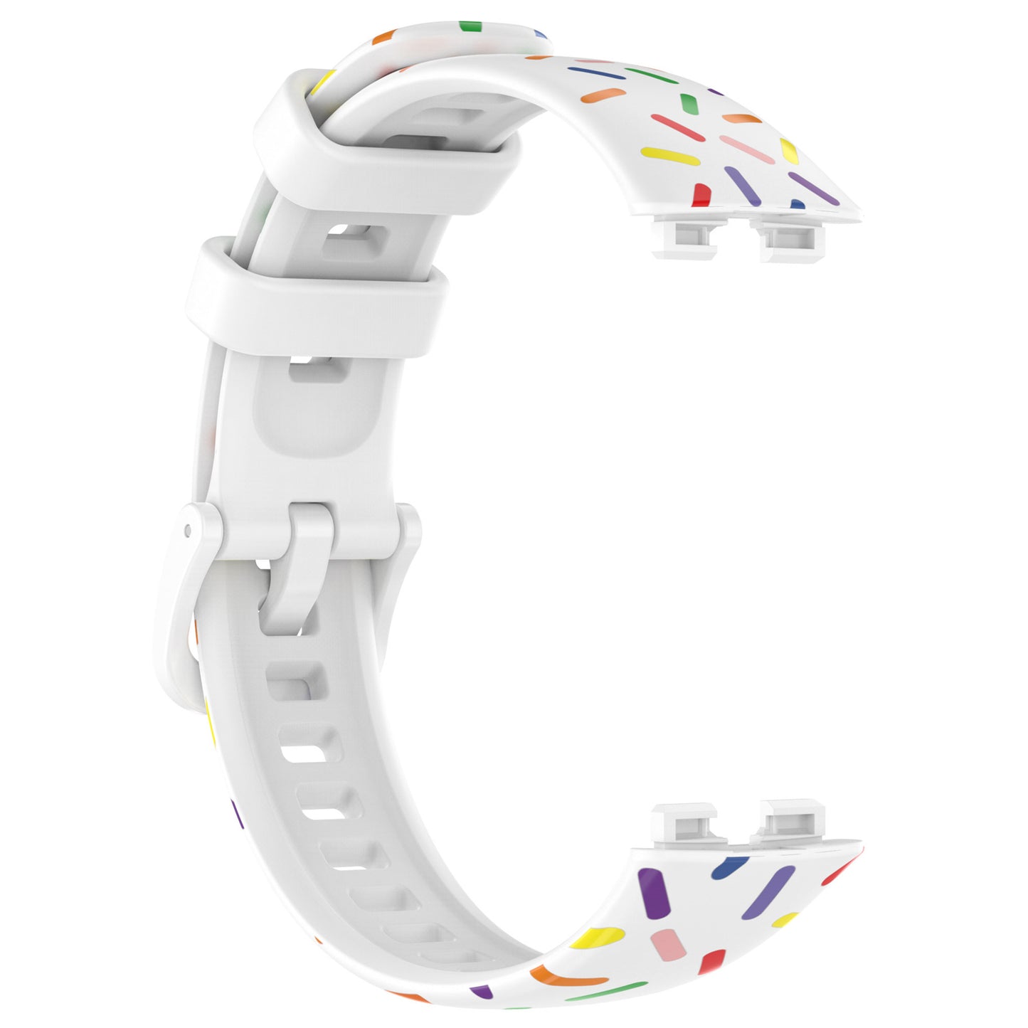 Uniqkart for Huawei Band 8 Colorful Spotted Silicone Strap Replacement Watch Band - White