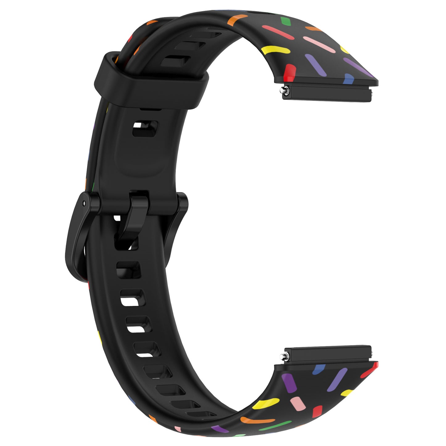 Uniqkart for Huawei Band 7 Colorful Spotted Wrist Band Replacement Silicone Watch Strap - Black