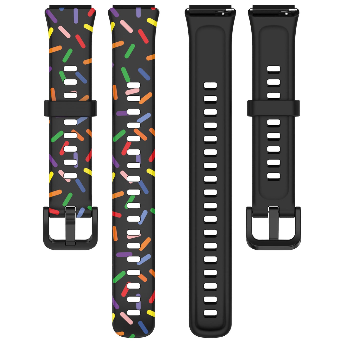 Uniqkart for Huawei Band 7 Colorful Spotted Wrist Band Replacement Silicone Watch Strap - Black