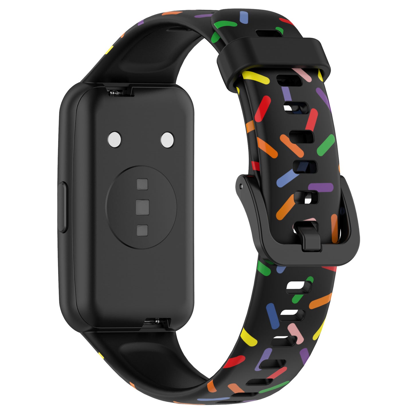 Uniqkart for Huawei Band 7 Colorful Spotted Wrist Band Replacement Silicone Watch Strap - Black