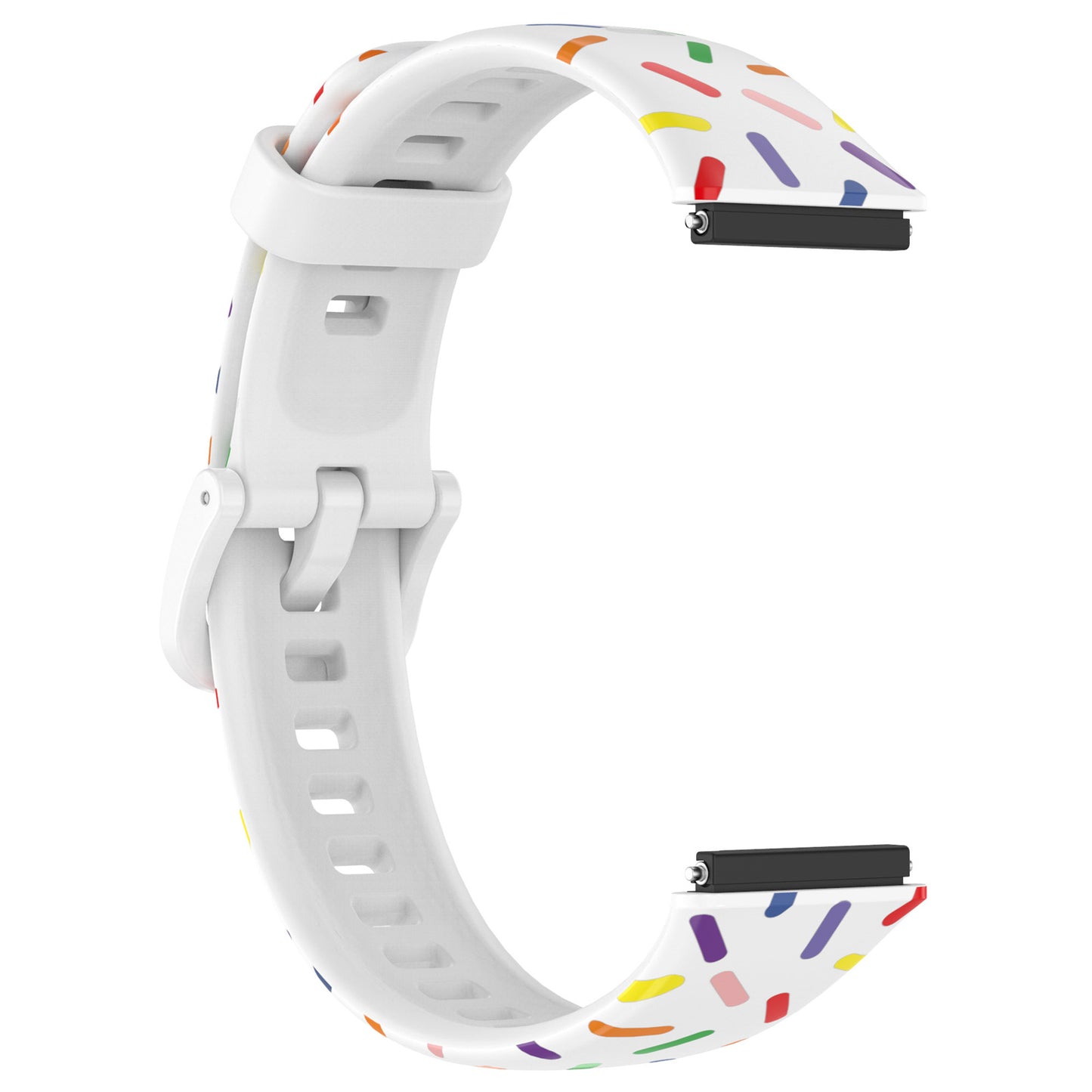 Uniqkart for Huawei Band 7 Colorful Spotted Wrist Band Replacement Silicone Watch Strap - White