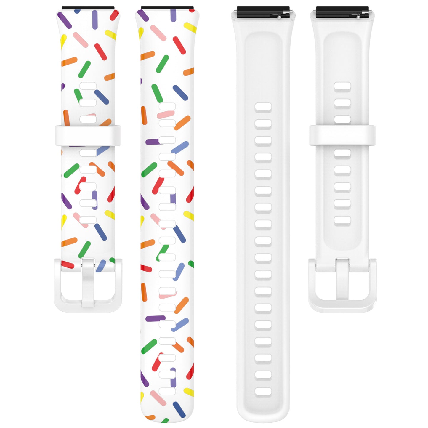 Uniqkart for Huawei Band 7 Colorful Spotted Wrist Band Replacement Silicone Watch Strap - White