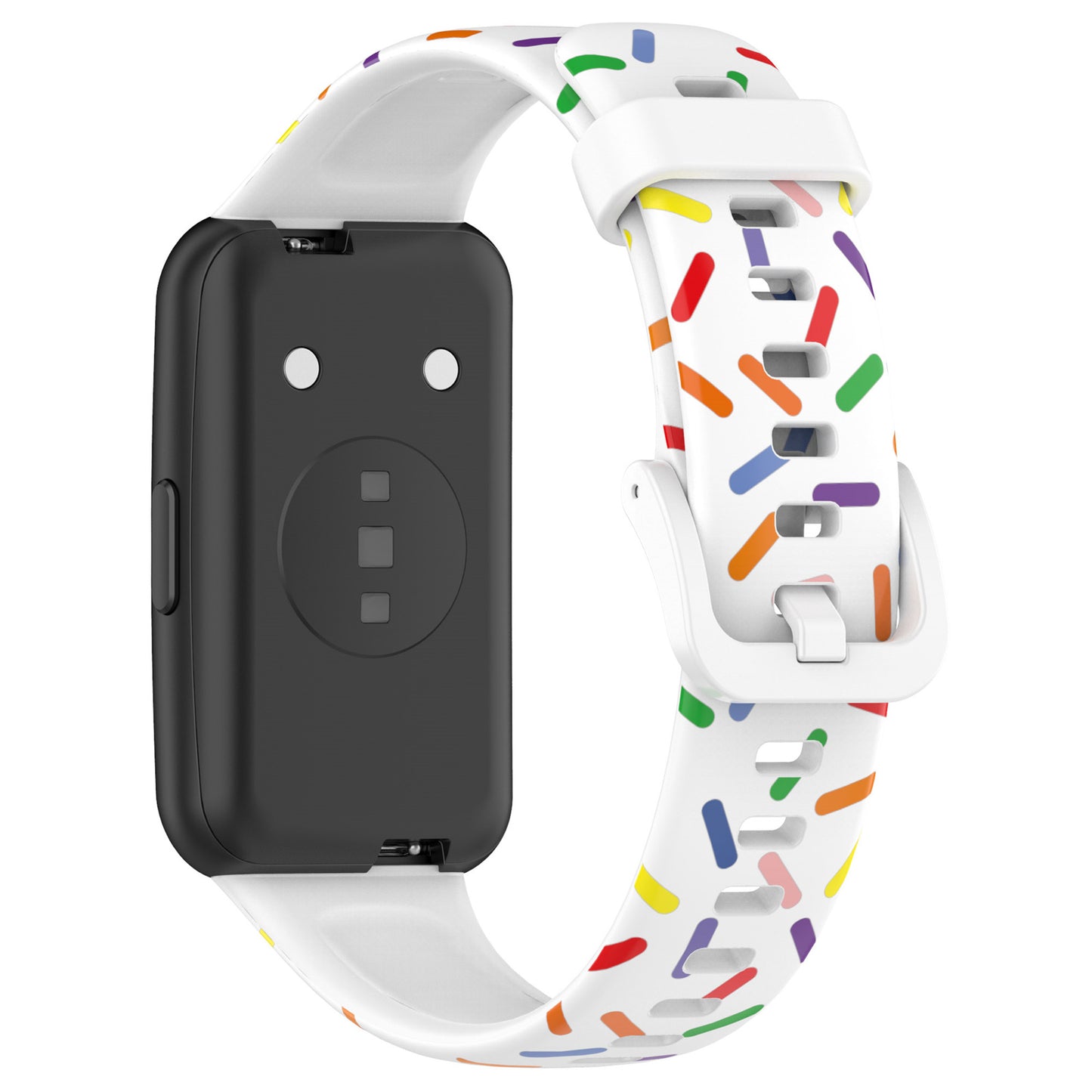 Uniqkart for Huawei Band 7 Colorful Spotted Wrist Band Replacement Silicone Watch Strap - White