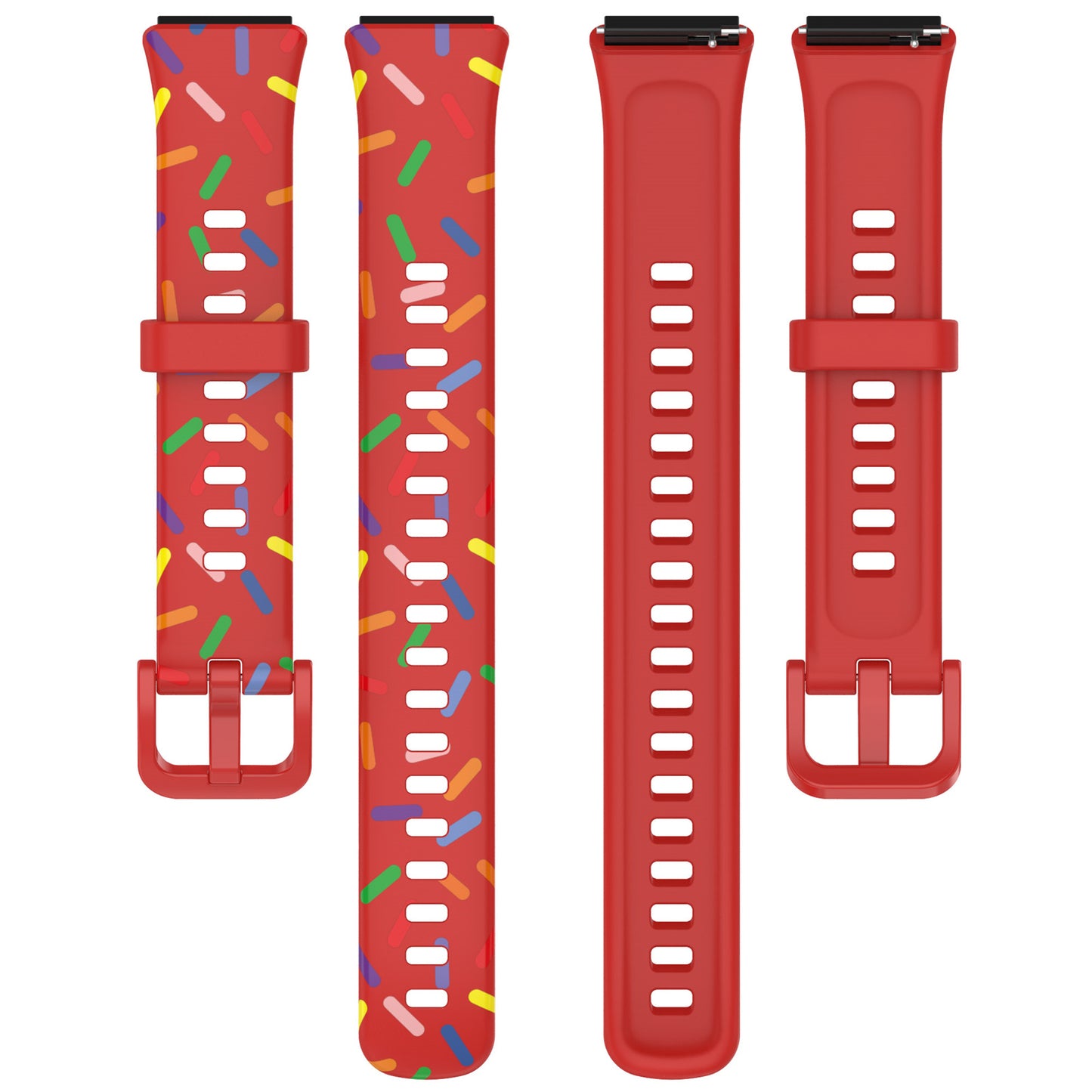 Uniqkart for Huawei Band 7 Colorful Spotted Wrist Band Replacement Silicone Watch Strap - Red