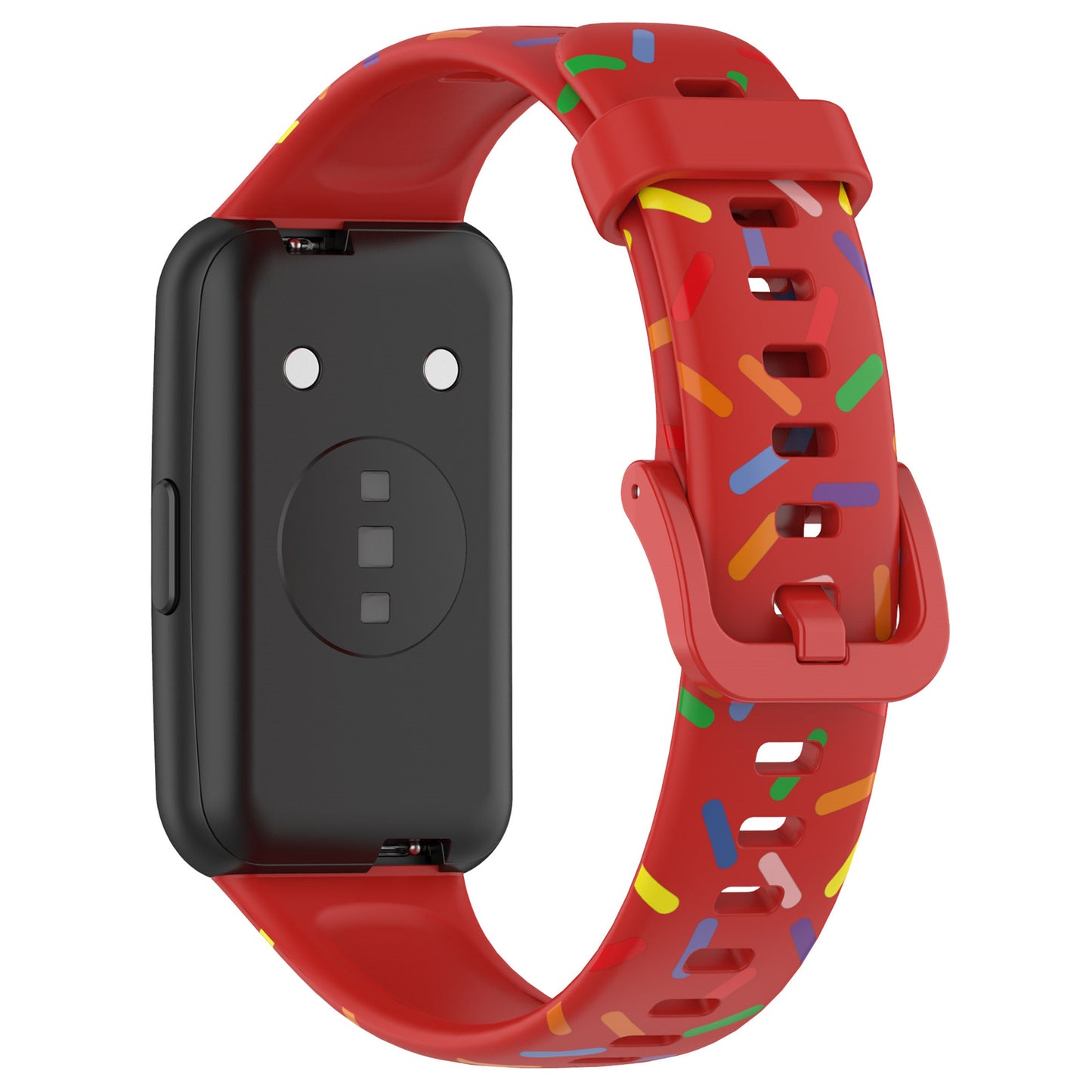 Uniqkart for Huawei Band 7 Colorful Spotted Wrist Band Replacement Silicone Watch Strap - Red