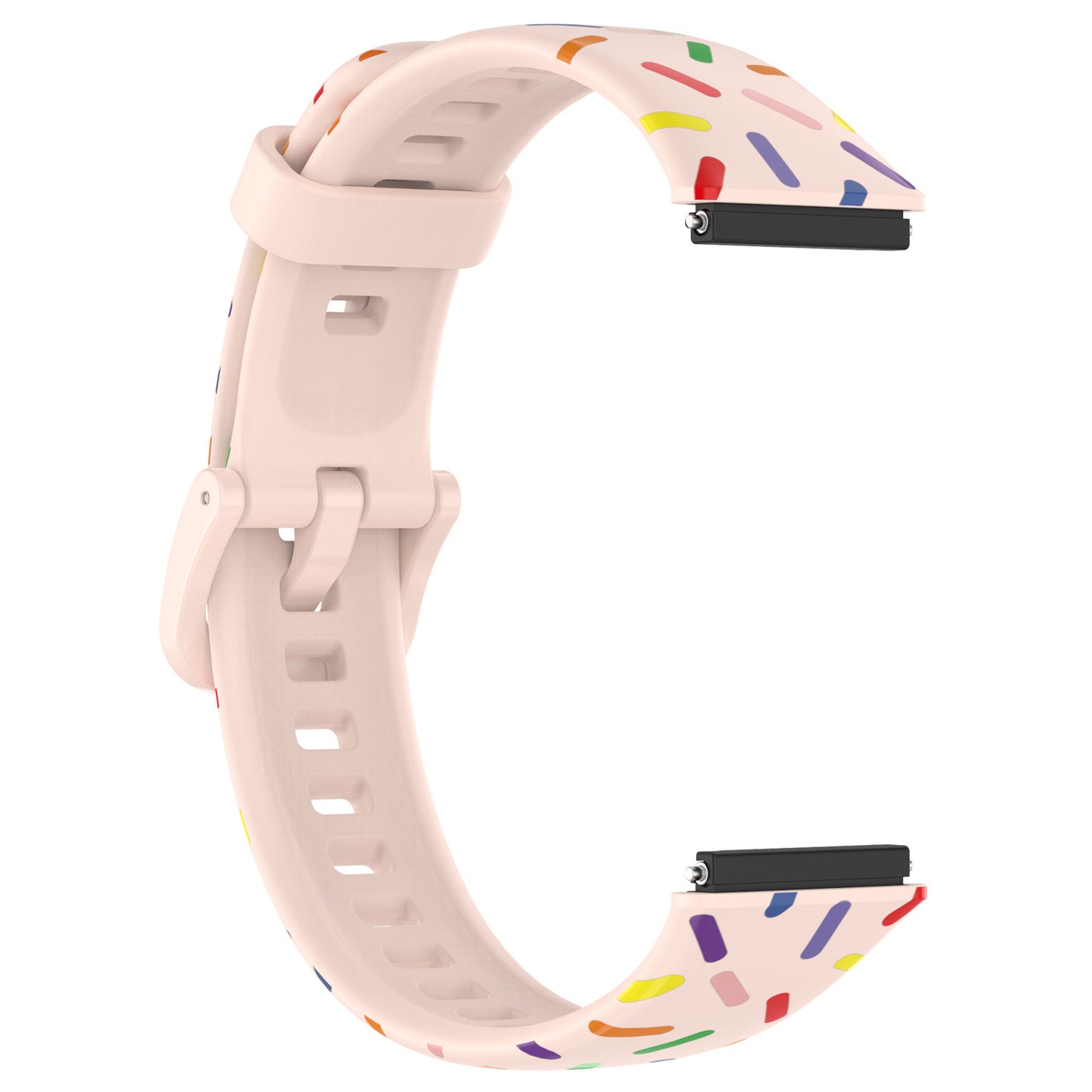 Uniqkart for Huawei Band 7 Colorful Spotted Wrist Band Replacement Silicone Watch Strap - Light Pink
