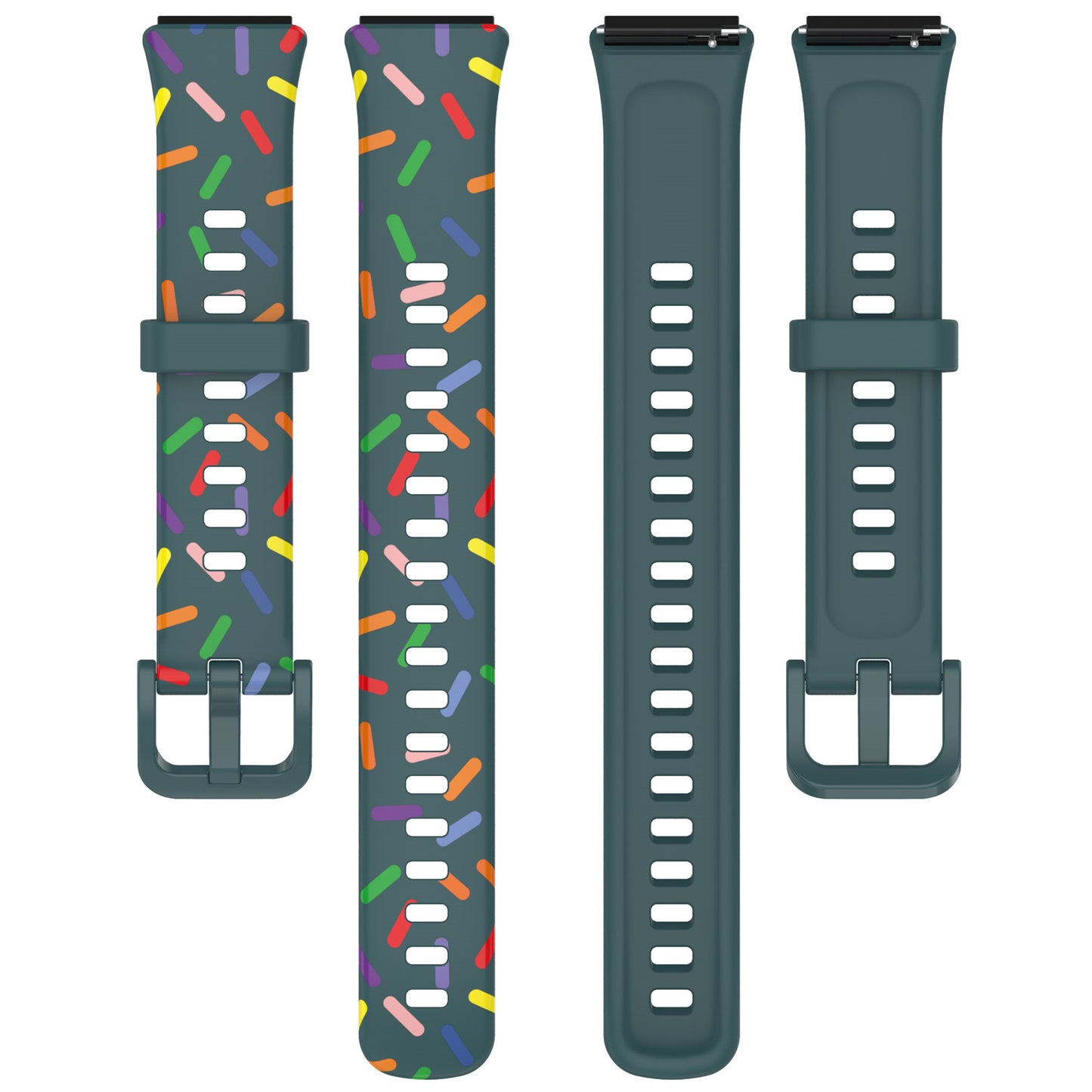 Uniqkart for Huawei Band 7 Colorful Spotted Wrist Band Replacement Silicone Watch Strap - Green