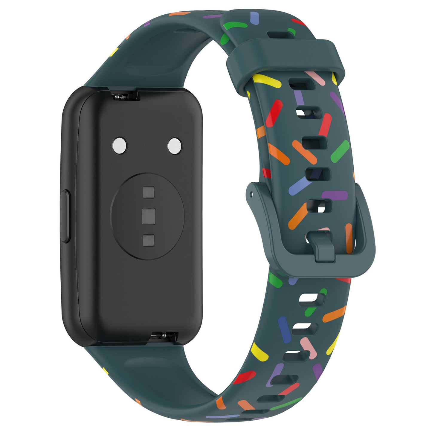 Uniqkart for Huawei Band 7 Colorful Spotted Wrist Band Replacement Silicone Watch Strap - Green