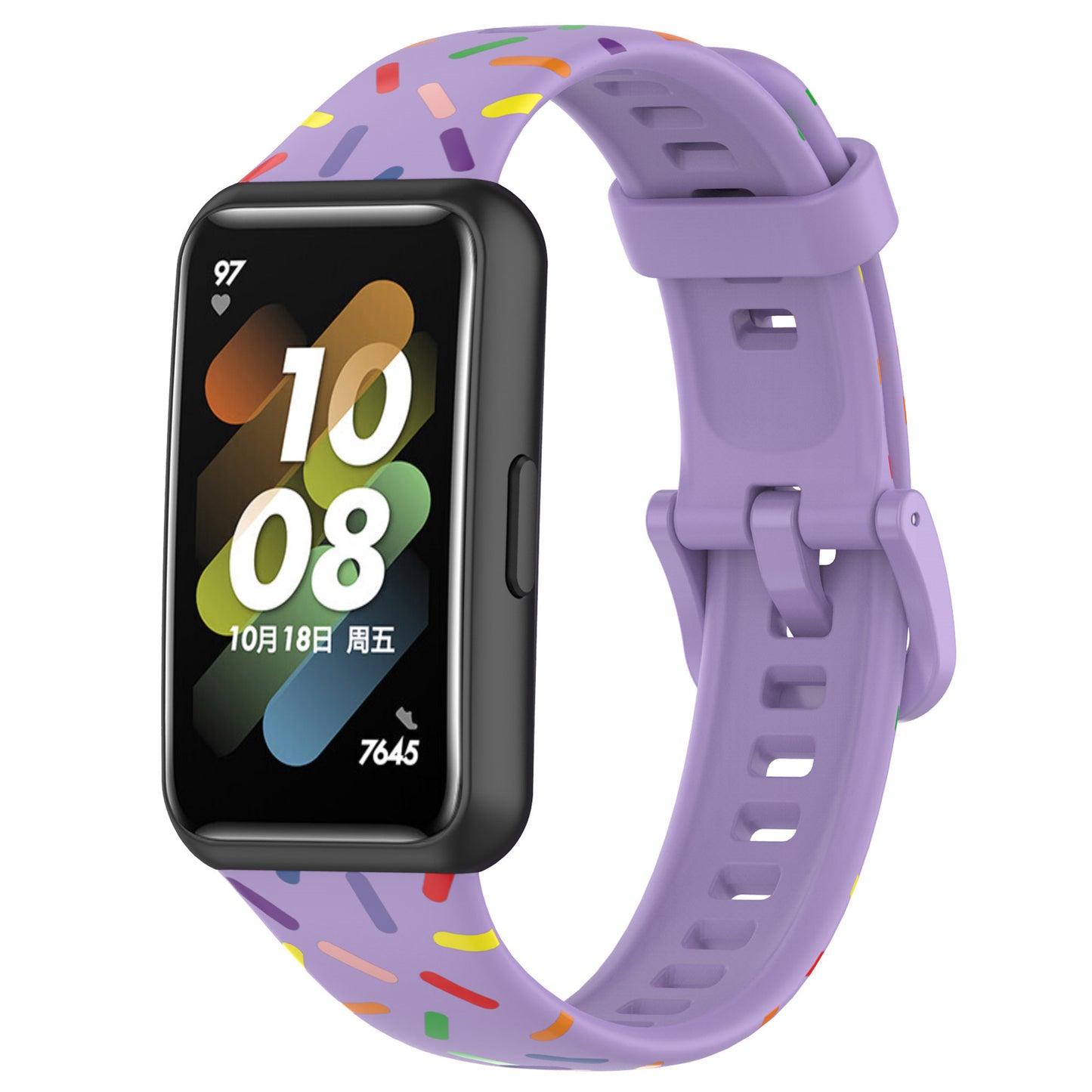 Uniqkart for Huawei Band 7 Colorful Spotted Wrist Band Replacement Silicone Watch Strap - Purple