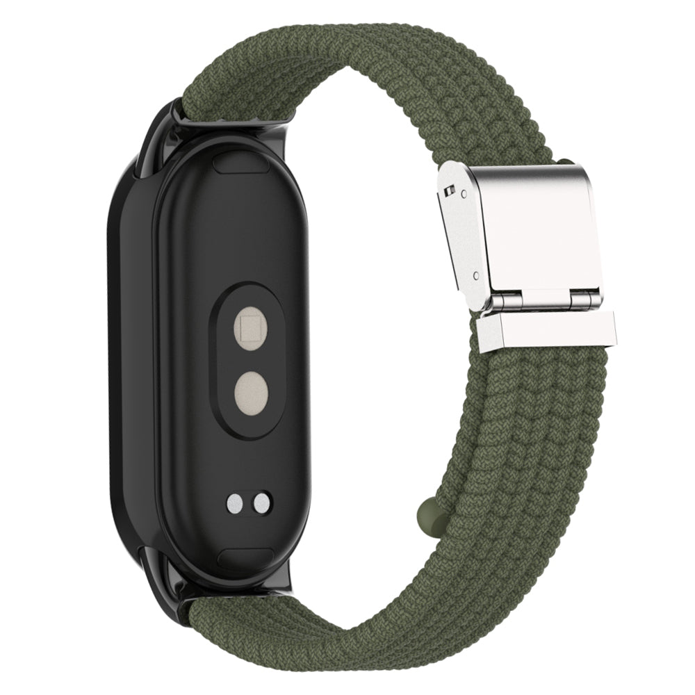 Uniqkart for Xiaomi Smart Band 8 Braided Nylon Watch Band Adjustable Buckle Elastic Strap - Dark Green