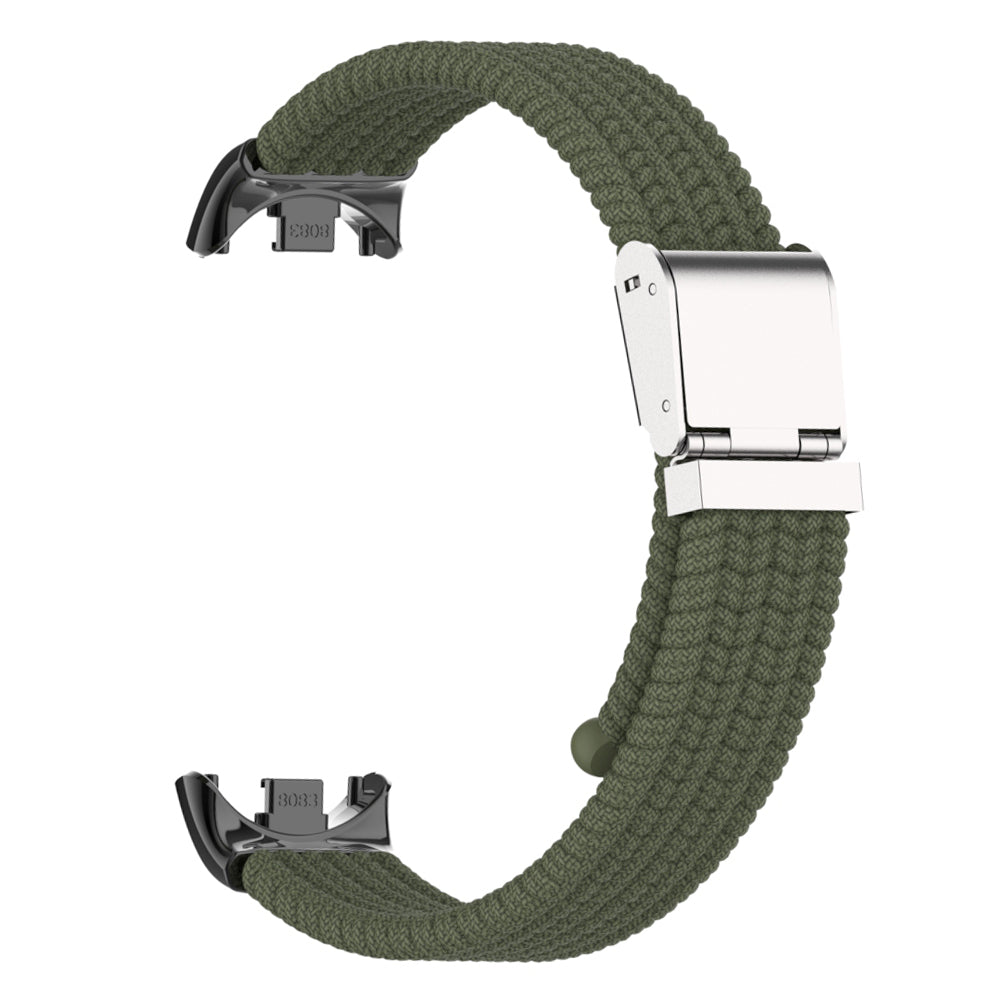 Uniqkart for Xiaomi Smart Band 8 Braided Nylon Watch Band Adjustable Buckle Elastic Strap - Dark Green