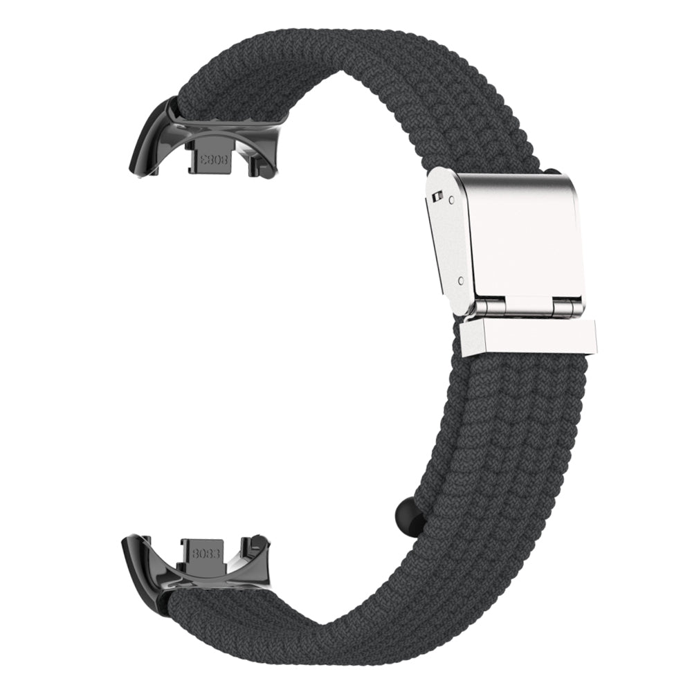 Uniqkart for Xiaomi Smart Band 8 Braided Nylon Watch Band Adjustable Buckle Elastic Strap - Charcoal Black
