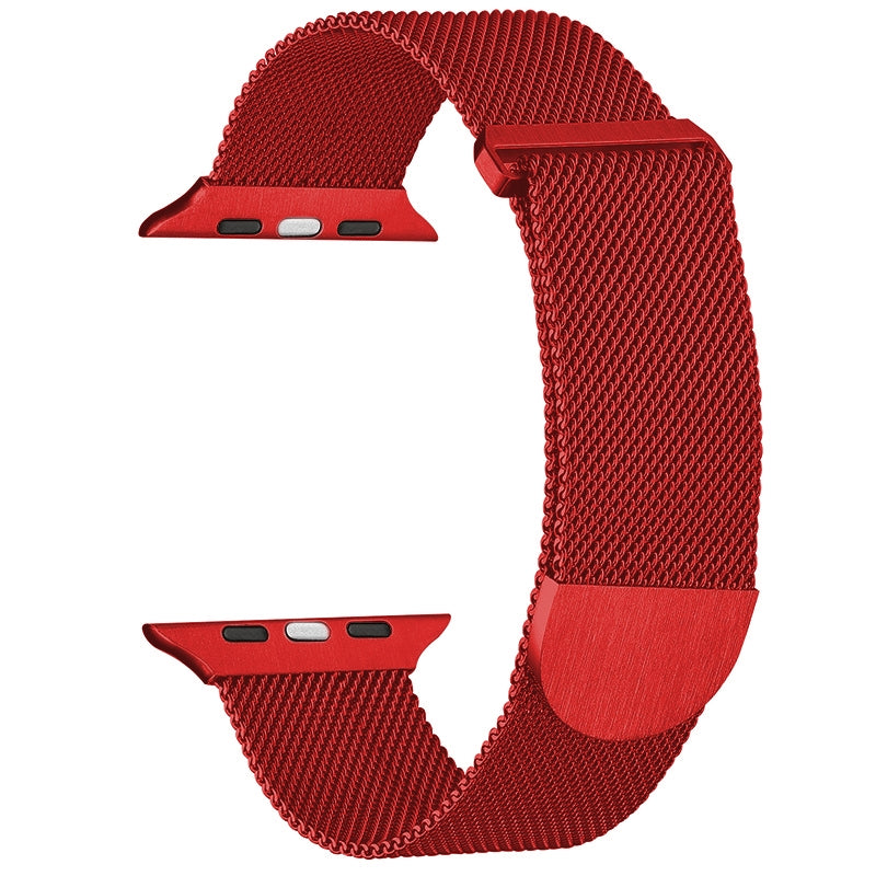 Uniqkart for Apple Watch Series 8 7 41mm / 6 5 4 SE (2022) SE 40mm / 3 2 1 38mm Milanese Watch Strap Magnetic Metal Watchband - Red