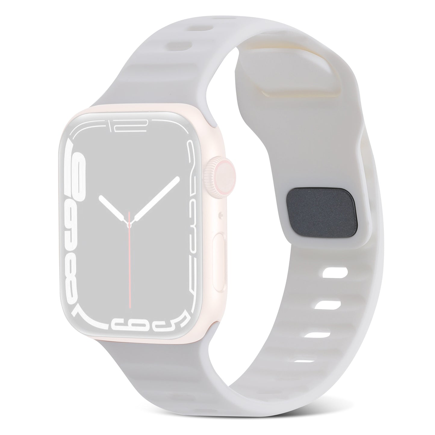 Uniqkart for Apple Watch Series 8 7 41mm / 6 5 4 SE (2022) SE 40mm / 3 2 1 38mm Watch Strap Silicone Wrist Band with Square Buckle - White