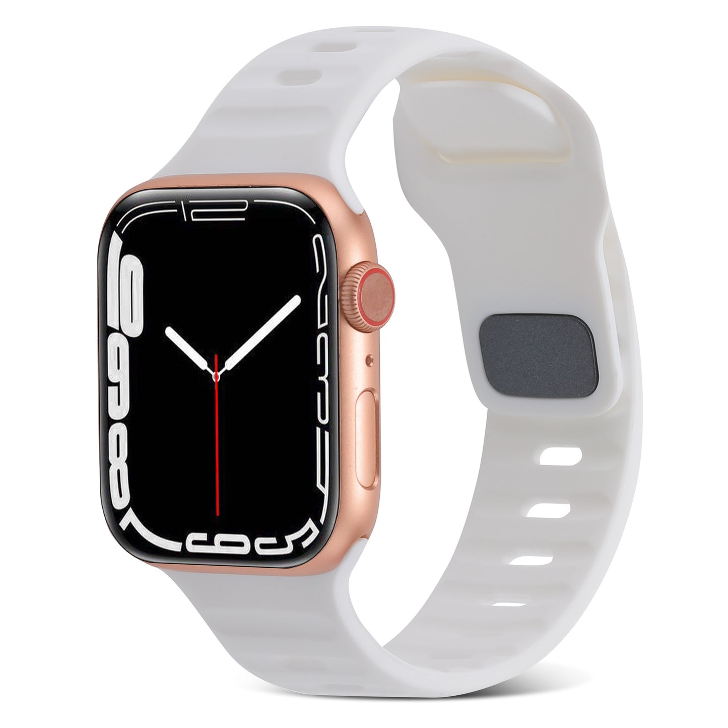 Uniqkart for Apple Watch Series 8 7 41mm / 6 5 4 SE (2022) SE 40mm / 3 2 1 38mm Watch Strap Silicone Wrist Band with Square Buckle - White