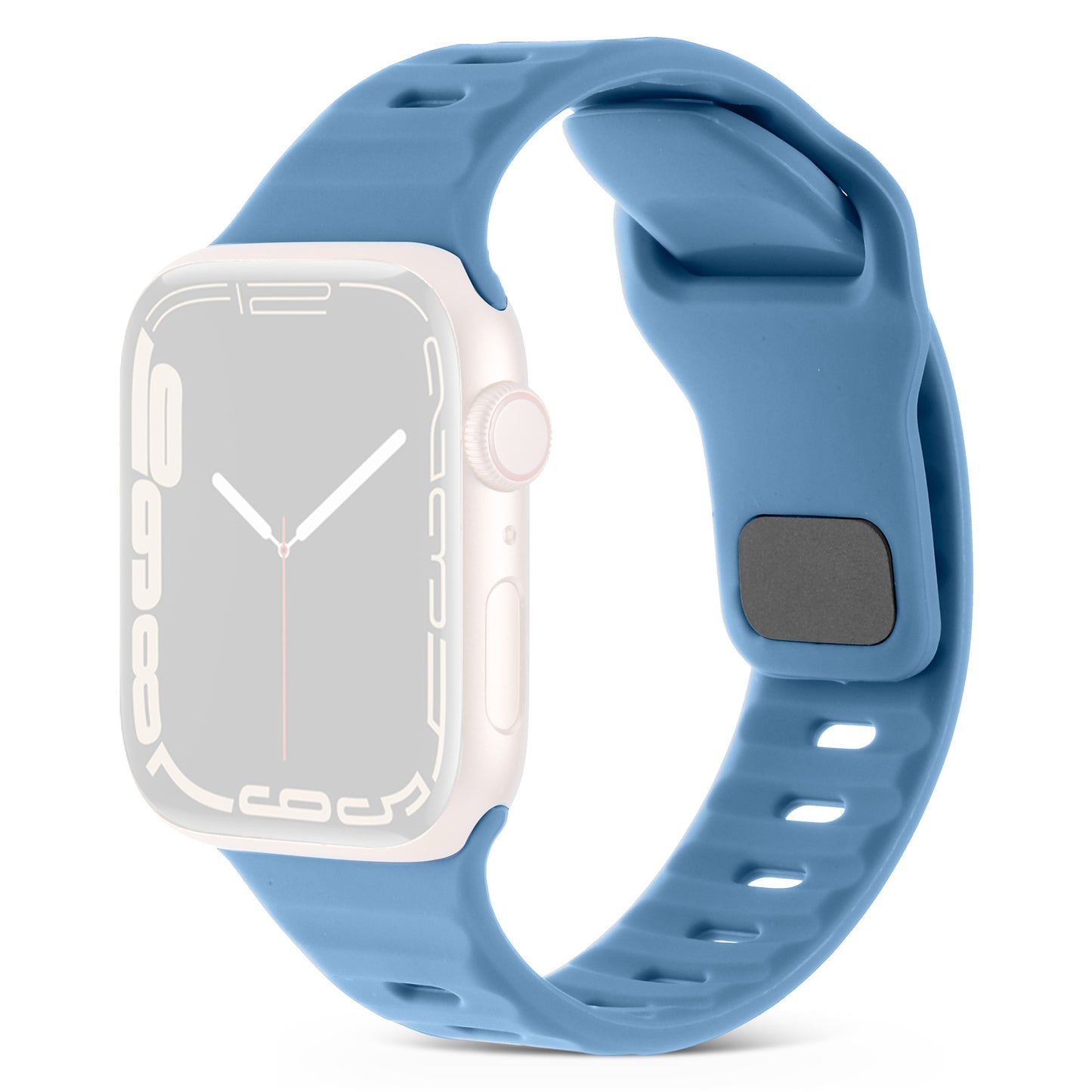 Uniqkart for Apple Watch Ultra 49mm / Series 8 7 45mm / 6 5 4 SE (2022) SE 44mm / 3 2 1 42mm Watchband Silicone Watch Strap with Square Buckle - Blue