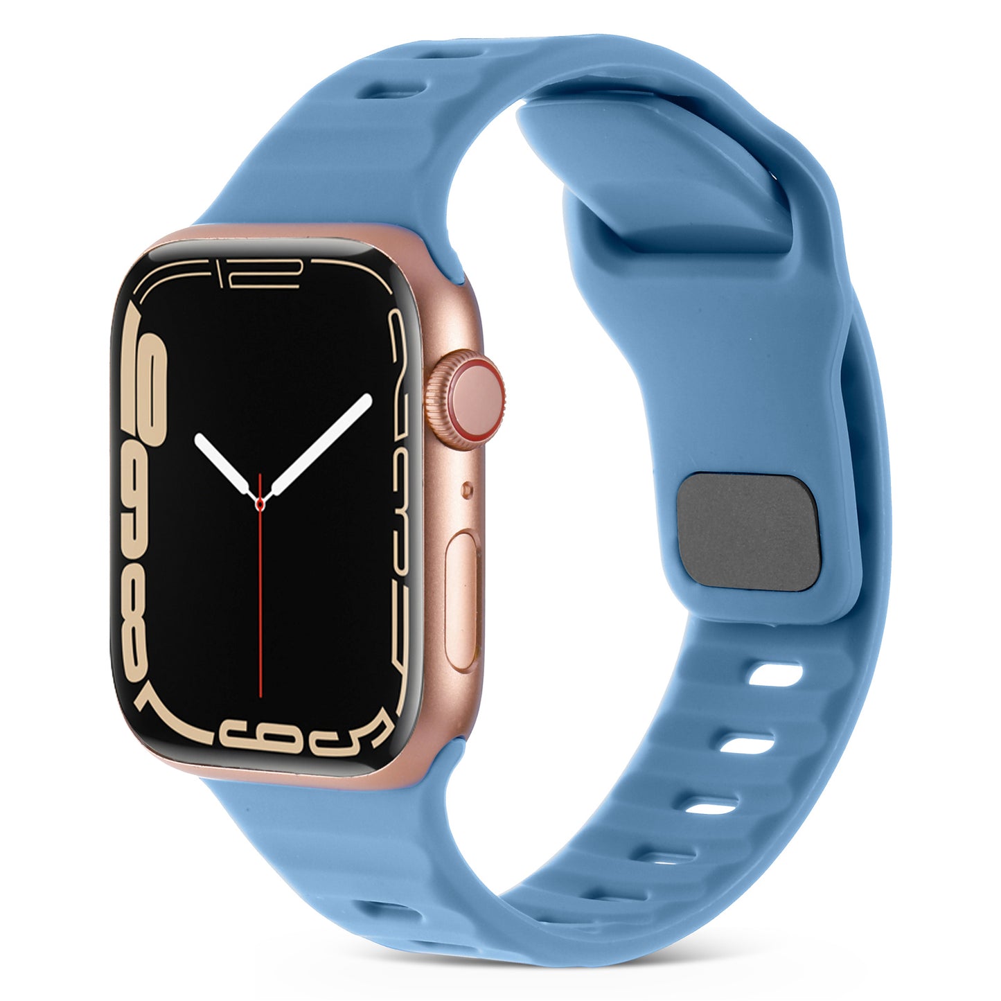Uniqkart for Apple Watch Ultra 49mm / Series 8 7 45mm / 6 5 4 SE (2022) SE 44mm / 3 2 1 42mm Watchband Silicone Watch Strap with Square Buckle - Blue
