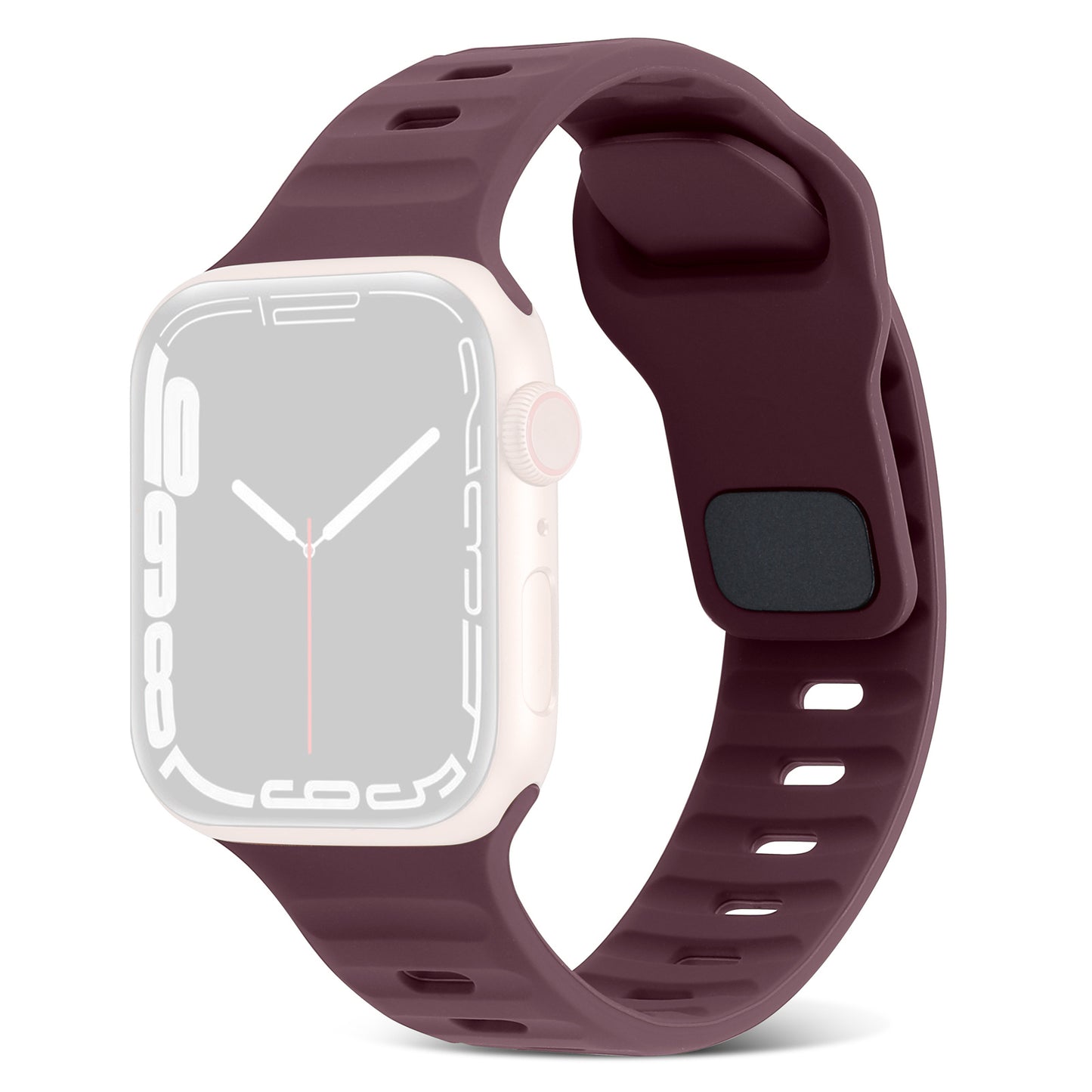 Uniqkart for Apple Watch Ultra 49mm / Series 8 7 45mm / 6 5 4 SE (2022) SE 44mm / 3 2 1 42mm Watchband Silicone Watch Strap with Square Buckle - Wine Red
