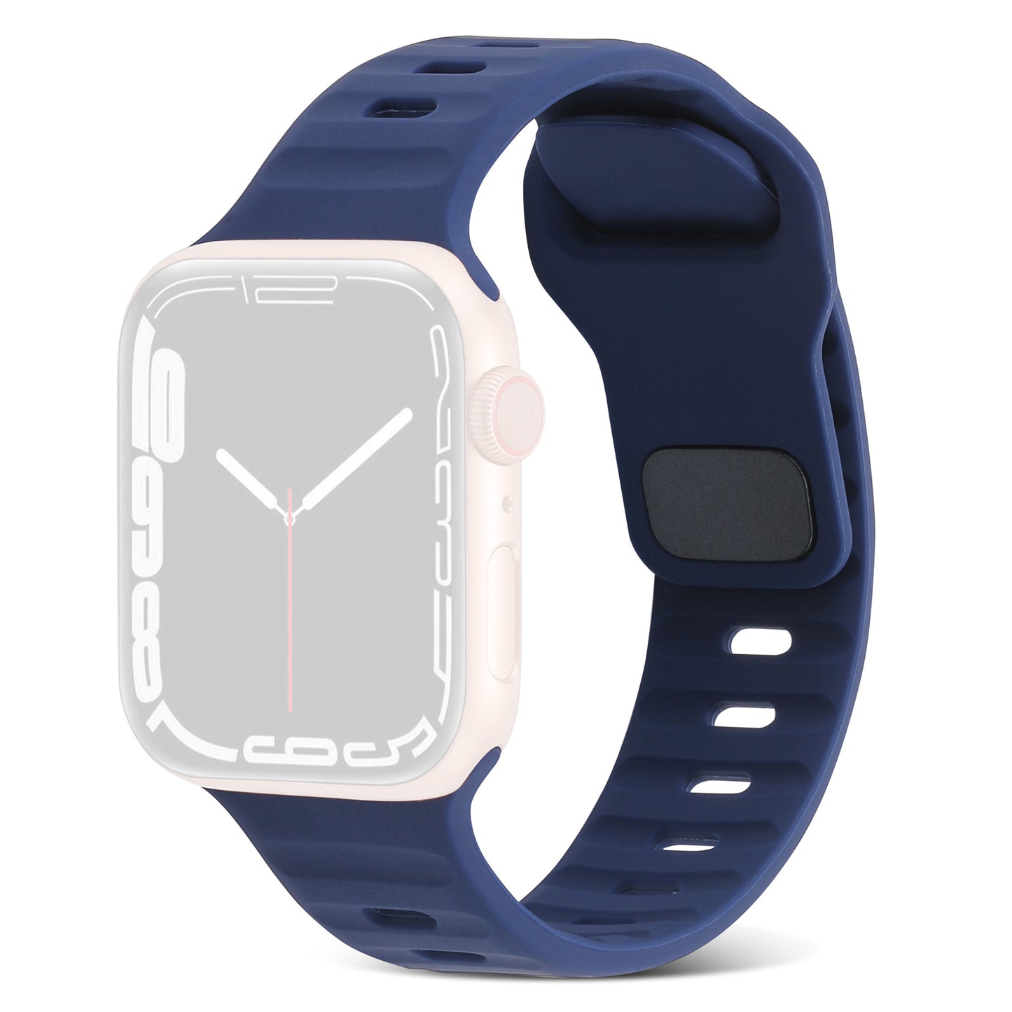 Uniqkart for Apple Watch Ultra 49mm / Series 8 7 45mm / 6 5 4 SE (2022) SE 44mm / 3 2 1 42mm Watchband Silicone Watch Strap with Square Buckle - Dark Blue