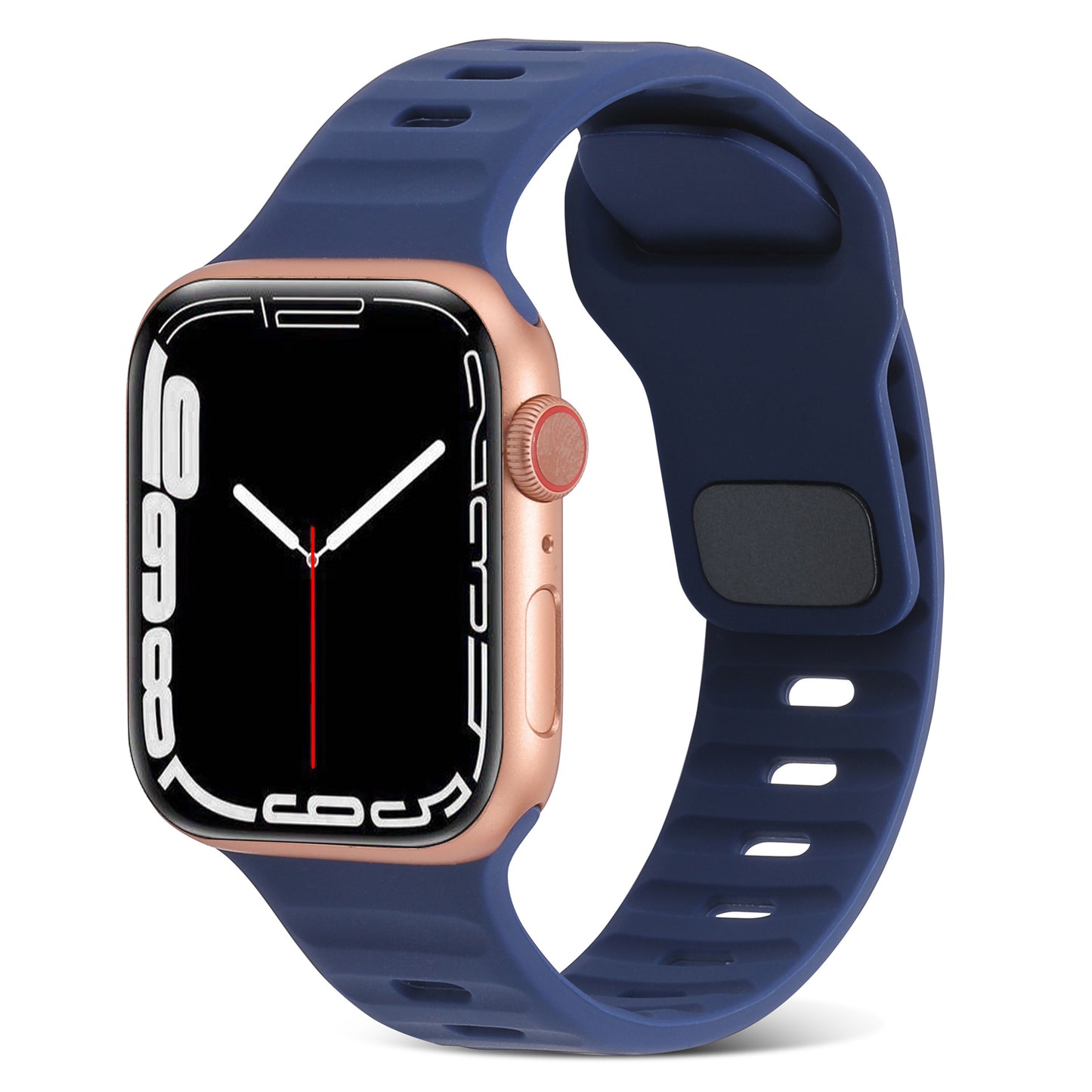 Uniqkart for Apple Watch Ultra 49mm / Series 8 7 45mm / 6 5 4 SE (2022) SE 44mm / 3 2 1 42mm Watchband Silicone Watch Strap with Square Buckle - Dark Blue