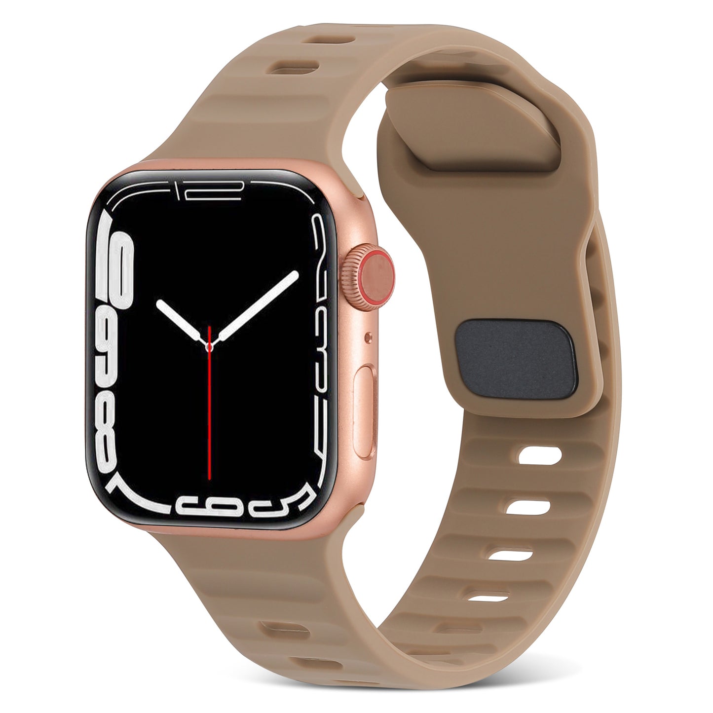 Uniqkart for Apple Watch Ultra 49mm / Series 8 7 45mm / 6 5 4 SE (2022) SE 44mm / 3 2 1 42mm Watchband Silicone Watch Strap with Square Buckle - Brown