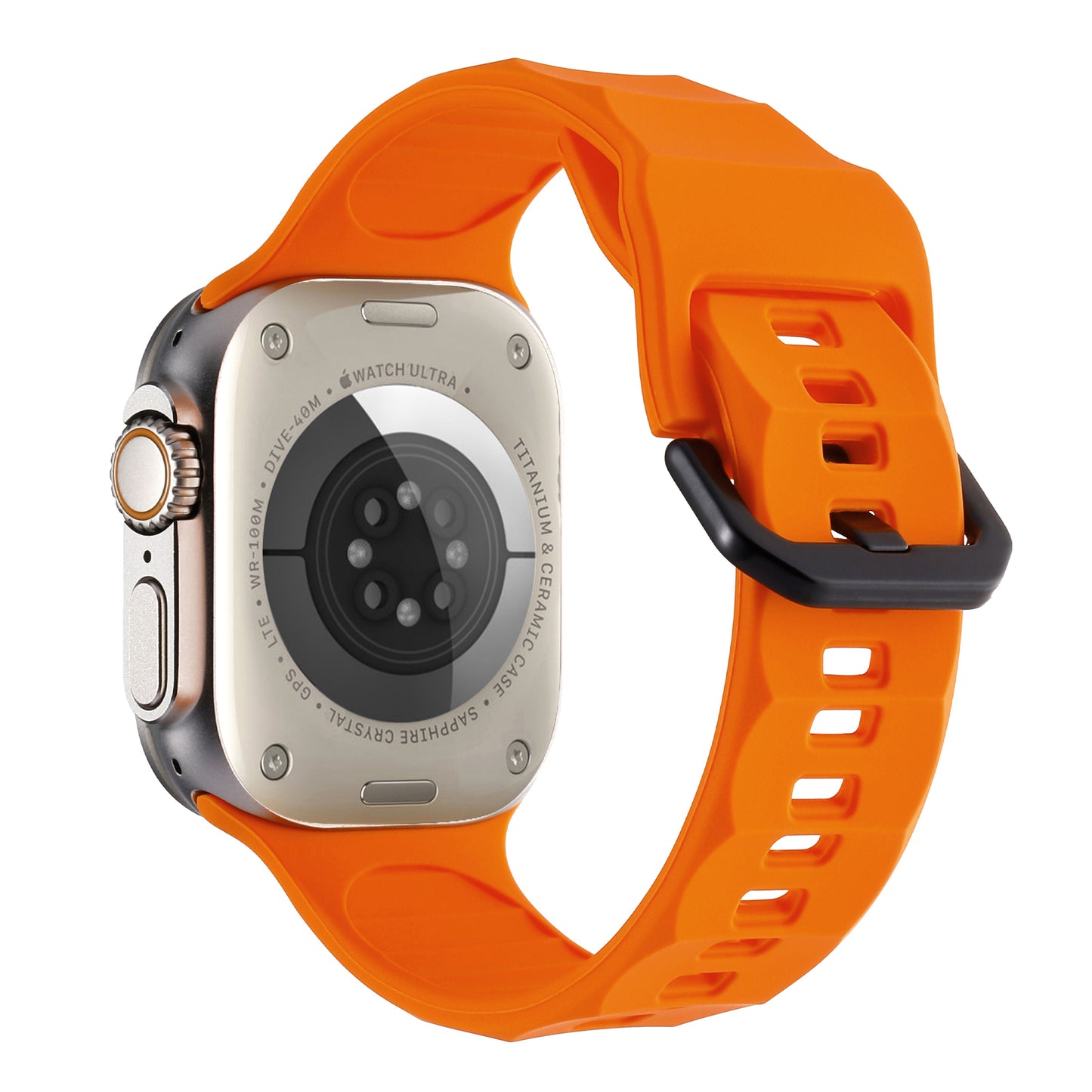 Uniqkart for Apple Watch Ultra 49mm / Series 8 7 45mm / 6 5 4 SE (2022) SE 44mm / 3 2 1 42mm Wave Surface Watch Band Silicone Watch Strap - Orange