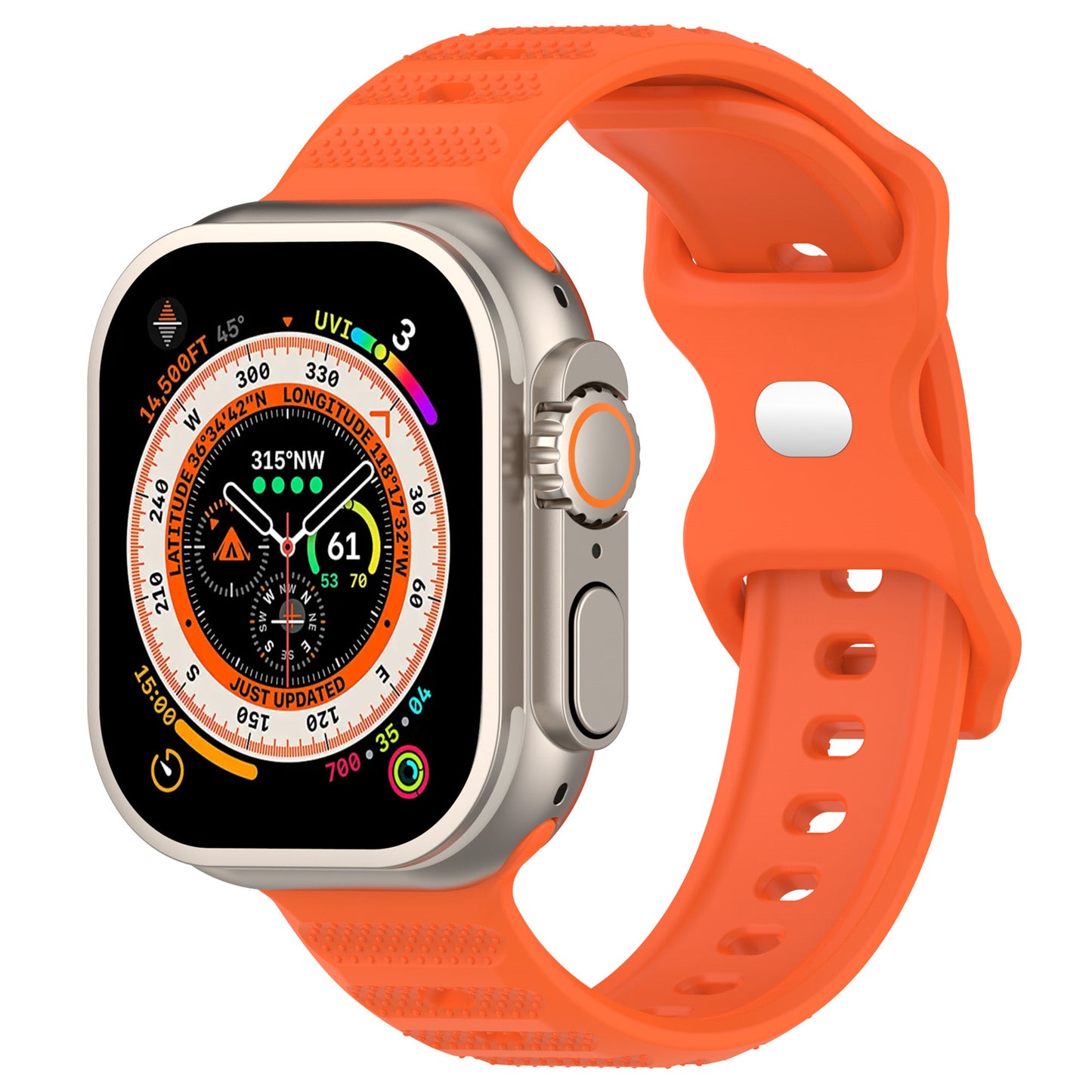 Uniqkart for Apple Watch Ultra 49mm / Series 8 7 45mm / 6 5 4 SE (2022) SE 44mm / 3 2 1 42mm Dot Surface Watch Strap Silicone Watchband - Orange