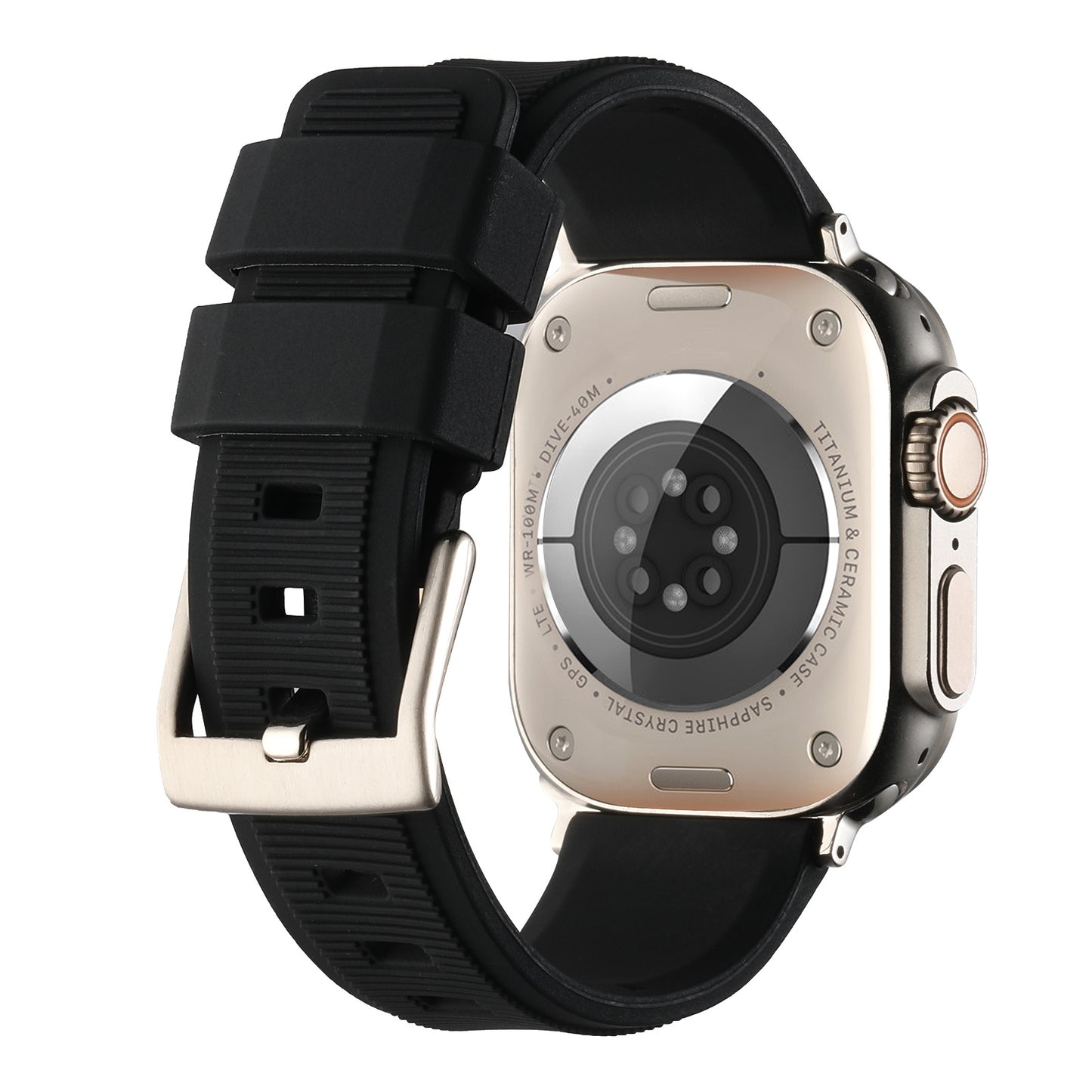 Uniqkart for Apple Watch Ultra 49mm / Series 8 7 45mm / 6 5 4 SE (2022) SE 44mm / 3 2 1 42mm Silicone Strap Dual Loop Watch Band - Black