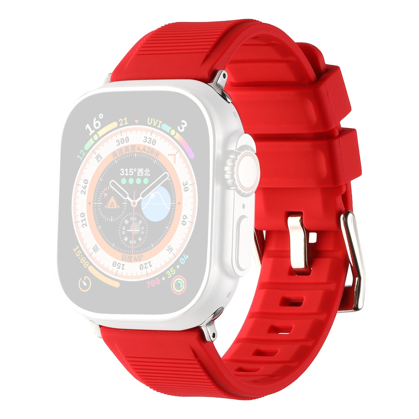 Uniqkart for Apple Watch Ultra 49mm / Series 8 7 45mm / 6 5 4 SE (2022) SE 44mm / 3 2 1 42mm Silicone Strap Dual Loop Watch Band - Red