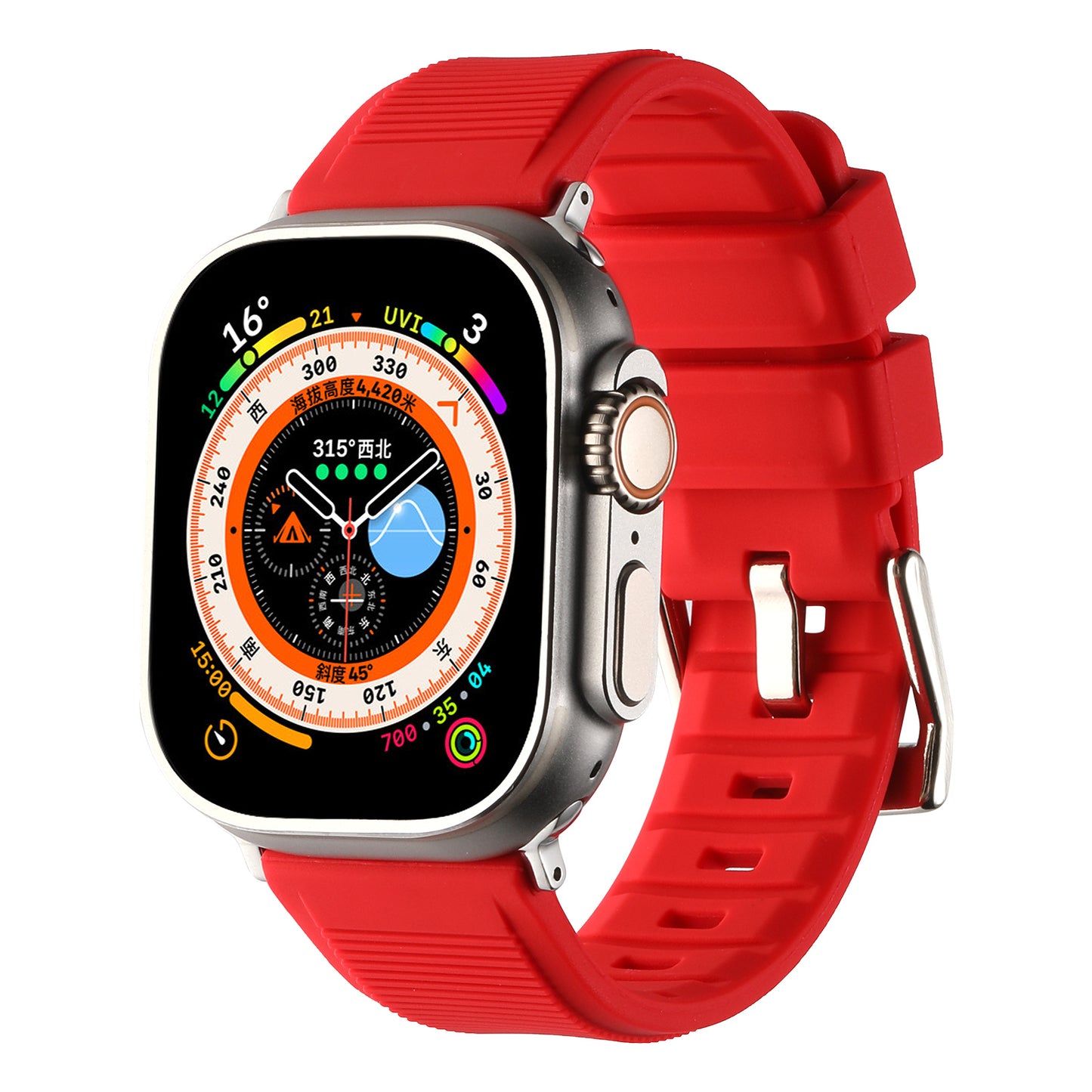 Uniqkart for Apple Watch Series 8 7 41mm / 6 5 4 SE (2022) SE 40mm / 3 2 1 38mm Silicone Watch Strap Dual Loop Watch Band - Red