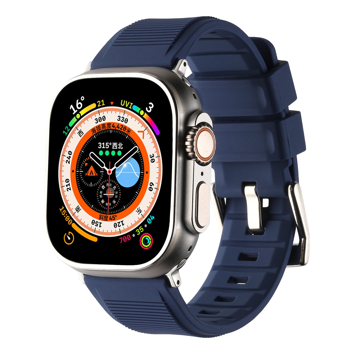 Uniqkart for Apple Watch Series 8 7 41mm / 6 5 4 SE (2022) SE 40mm / 3 2 1 38mm Silicone Watch Strap Dual Loop Watch Band - Dark Blue