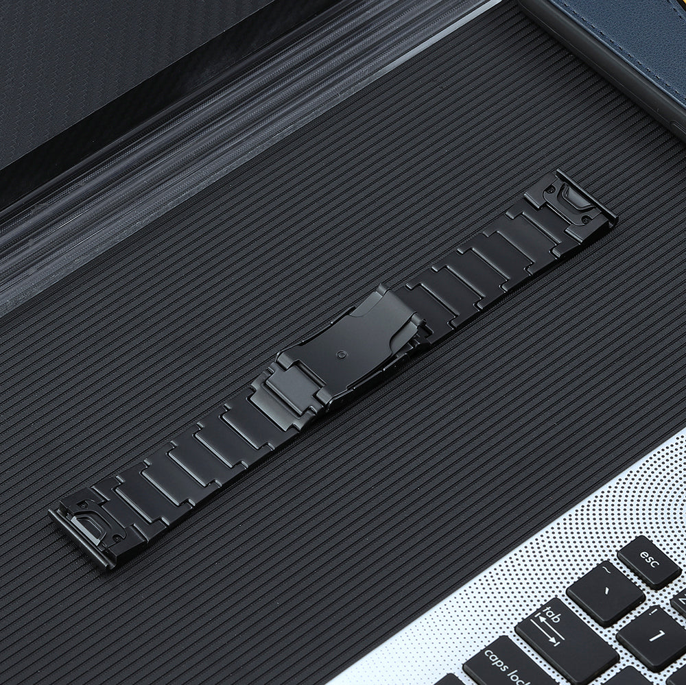 Quick Release Watch Band for Garmin Tactix 7 Pro / Fenix 7X / 6X Pro , 26mm 5 Beads Titanium Steel Watch Strap - Black