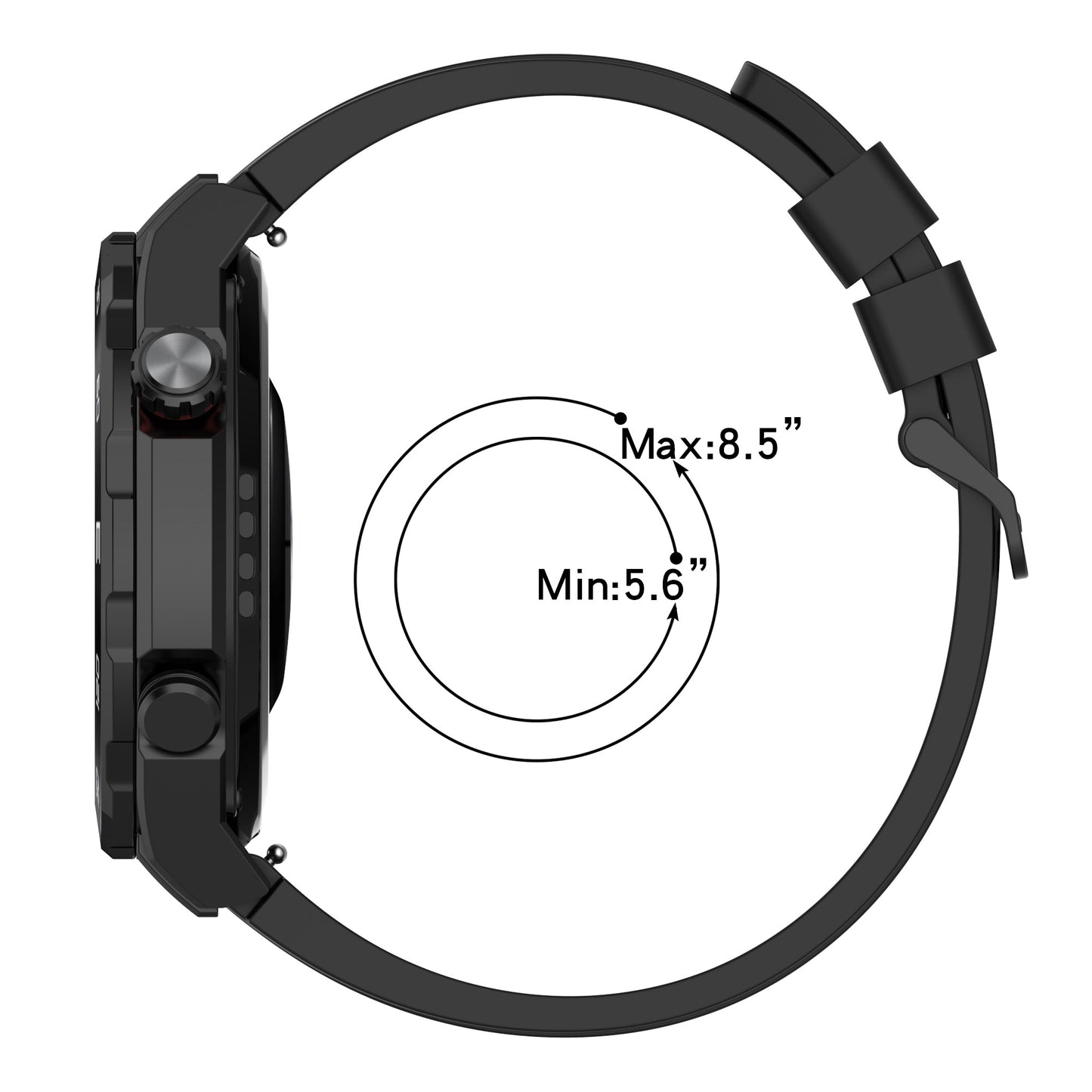 Silicone Watch Bands for Huawei Watch Ultimate , 22mm Replacement Strap Bracelet with Extension Strap - Black