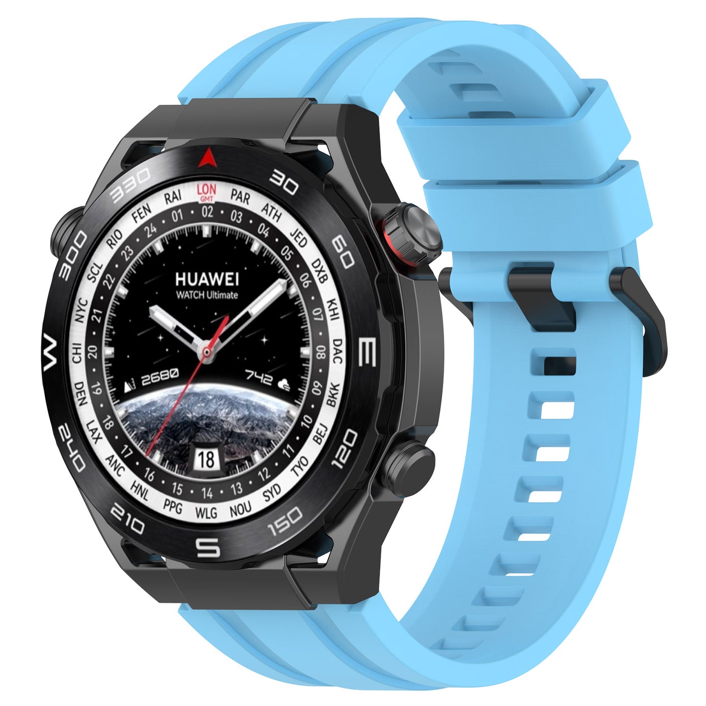 Silicone Watch Bands for Huawei Watch Ultimate , 22mm Replacement Strap Bracelet with Extension Strap - Sky Blue