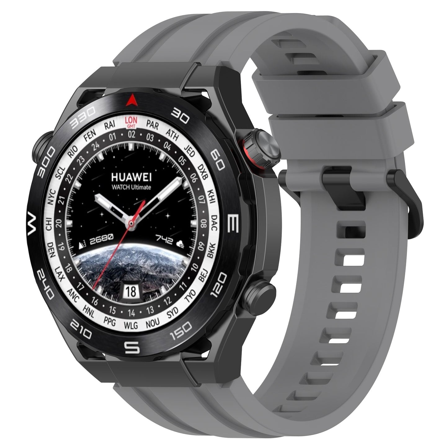 Silicone Watch Bands for Huawei Watch Ultimate , 22mm Replacement Strap Bracelet with Extension Strap - Grey