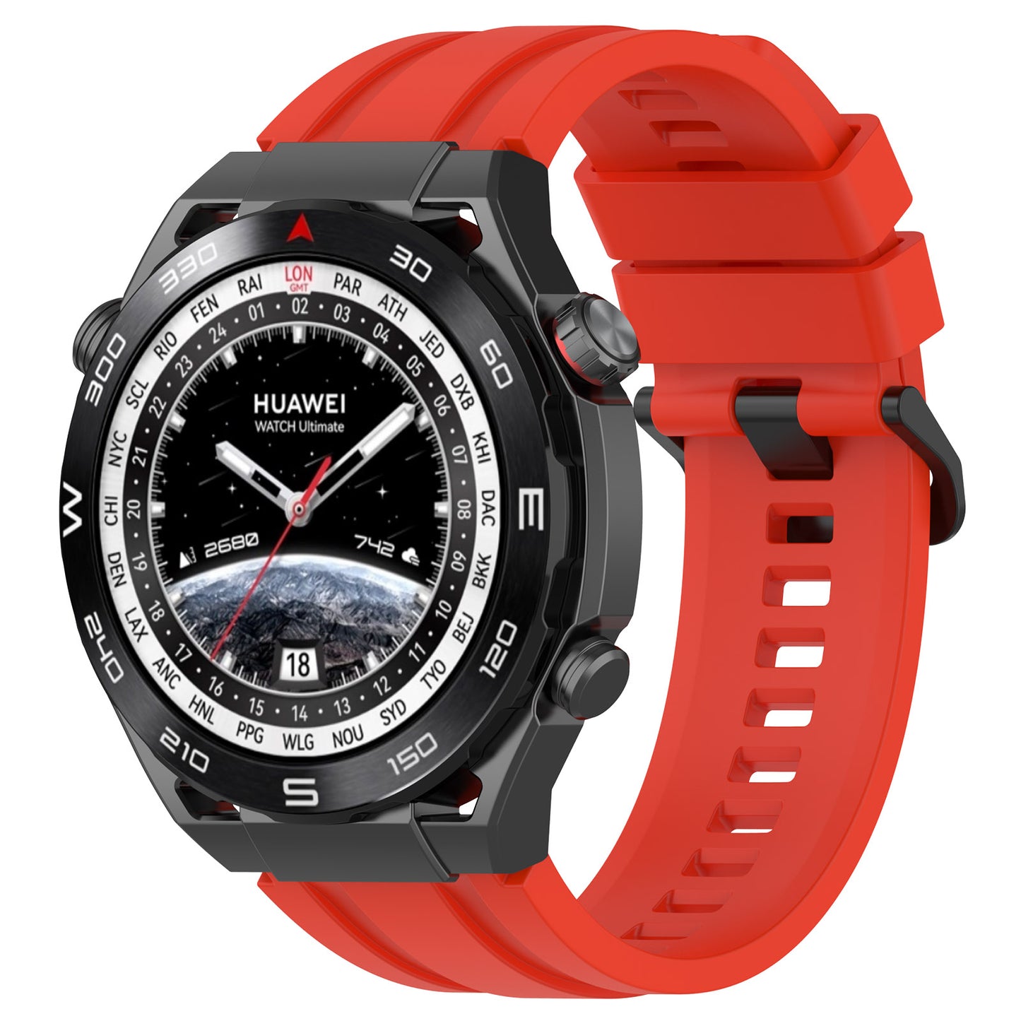 Silicone Watch Bands for Huawei Watch Ultimate , 22mm Replacement Strap Bracelet with Extension Strap - Red