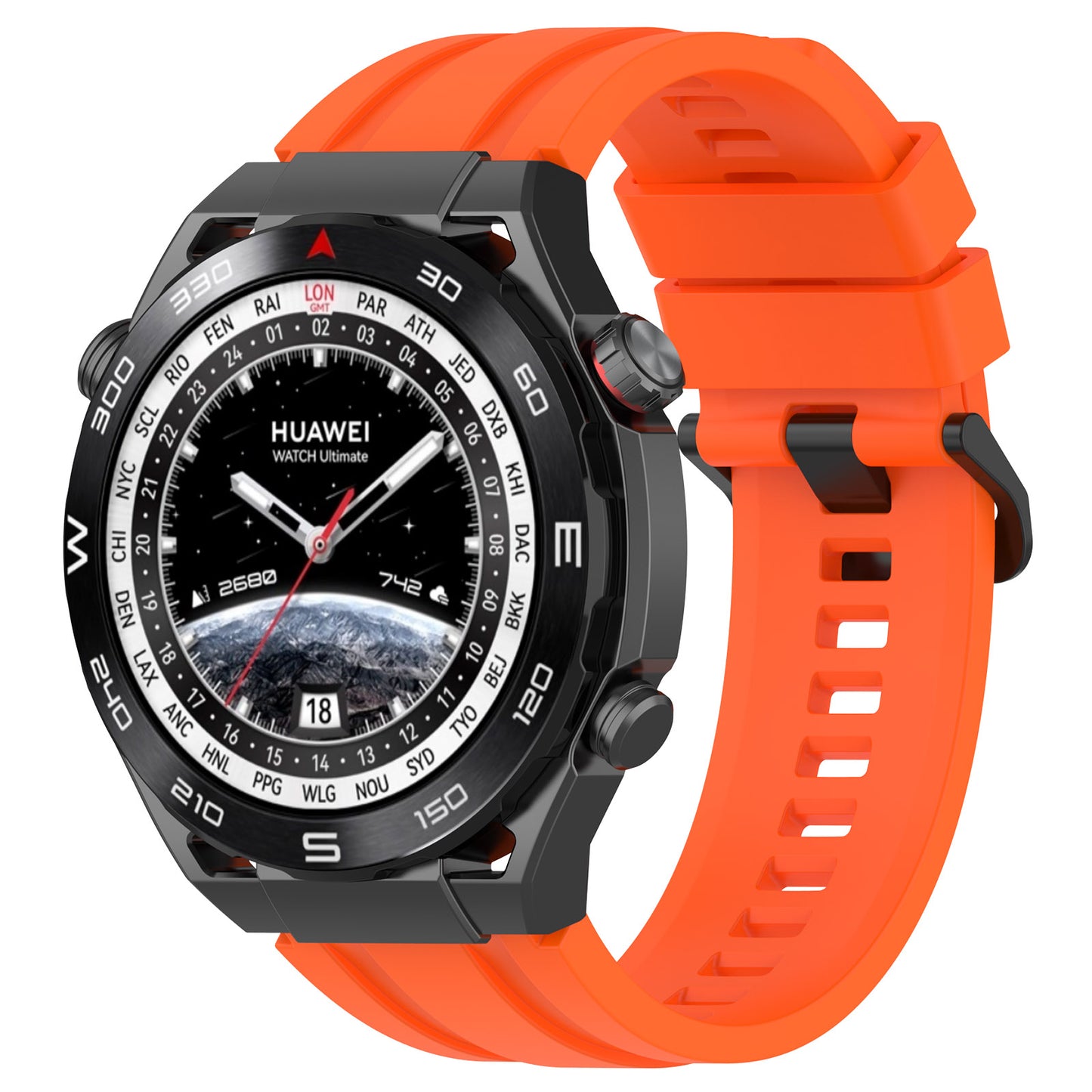 Silicone Watch Bands for Huawei Watch Ultimate , 22mm Replacement Strap Bracelet with Extension Strap - Orange