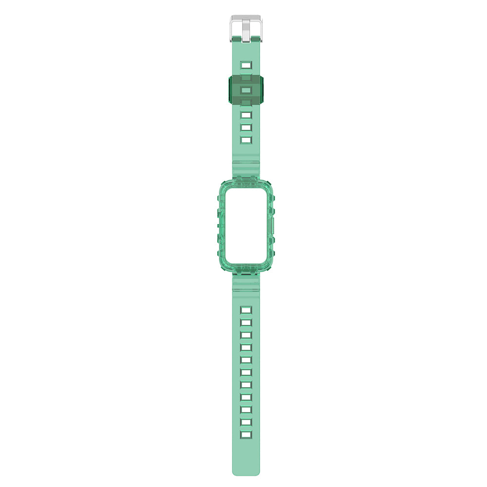 Uniqkart for Huawei Band 8 / Band 6 / Honor Band 7 / Band 6 / Band 6 Pro Clear TPU Wrist Band Integrated Strap with Watch Case - Transparent Green