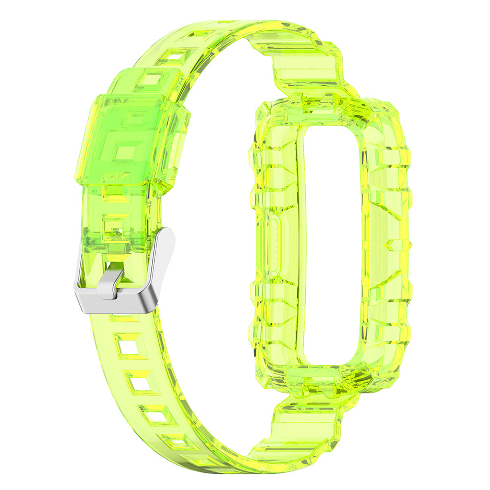 Uniqkart for Huawei Band 8 / Band 6 / Honor Band 7 / Band 6 / Band 6 Pro Clear TPU Wrist Band Integrated Strap with Watch Case - Transparent Yellow