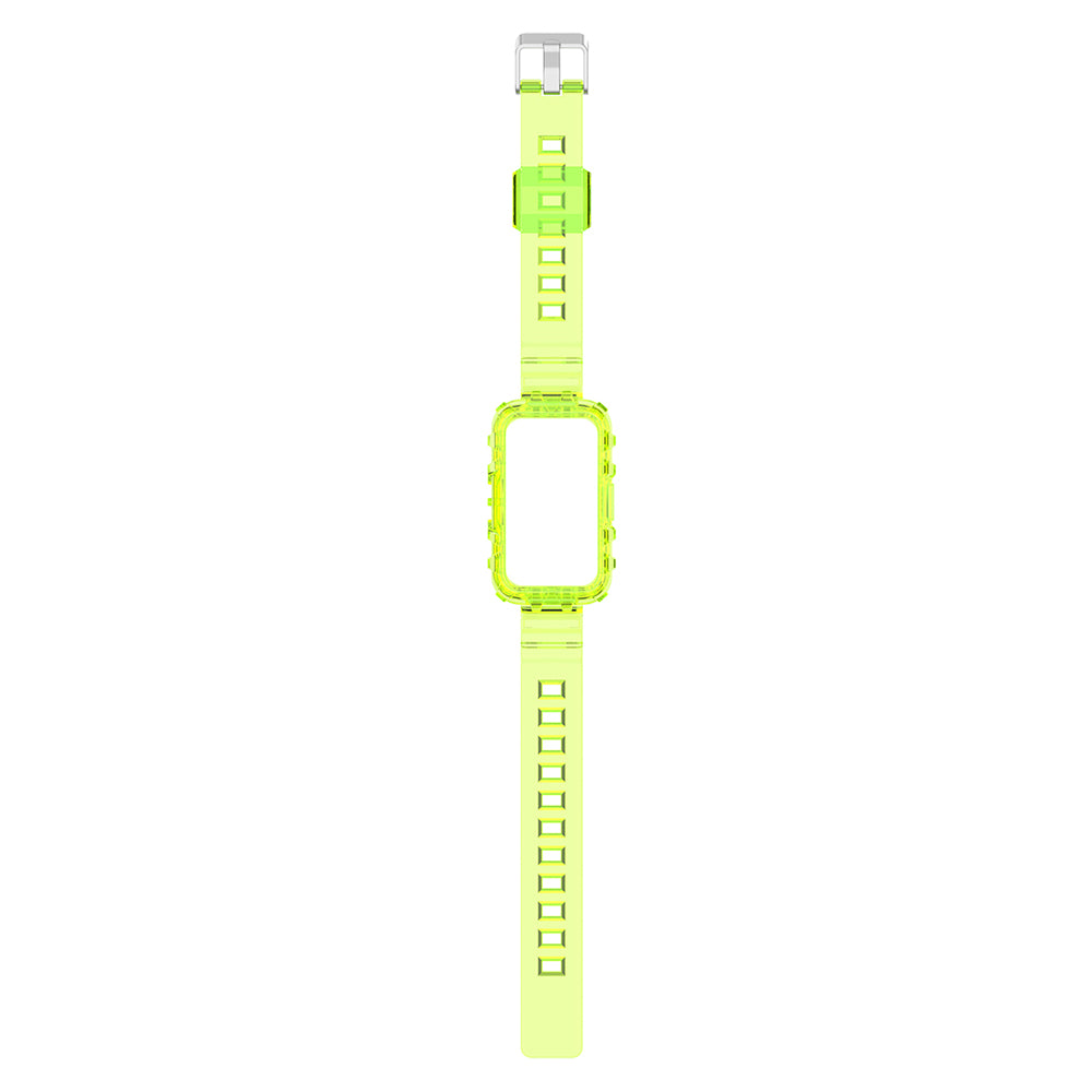 Uniqkart for Huawei Band 8 / Band 6 / Honor Band 7 / Band 6 / Band 6 Pro Clear TPU Wrist Band Integrated Strap with Watch Case - Transparent Yellow