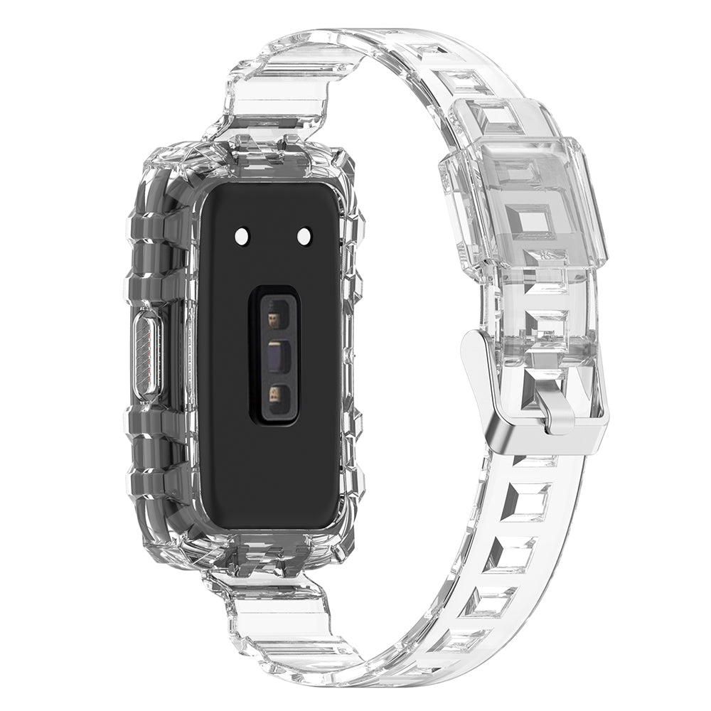 Uniqkart for Huawei Band 8 / Band 6 / Honor Band 7 / Band 6 / Band 6 Pro Clear TPU Wrist Band Integrated Strap with Watch Case - Transparent